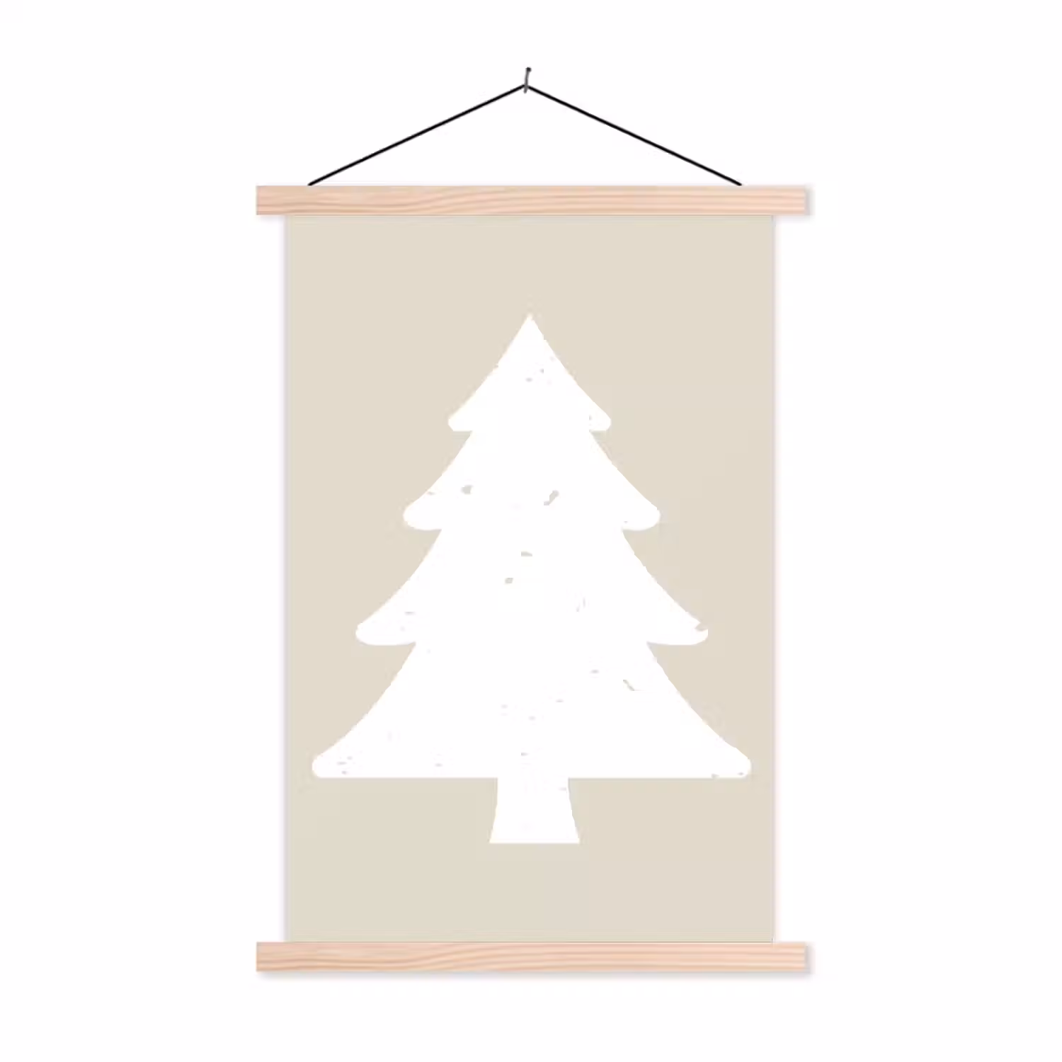 Japandi - Kerstboom - Beige - Kerstversiering textielposter latten blank klein -3d