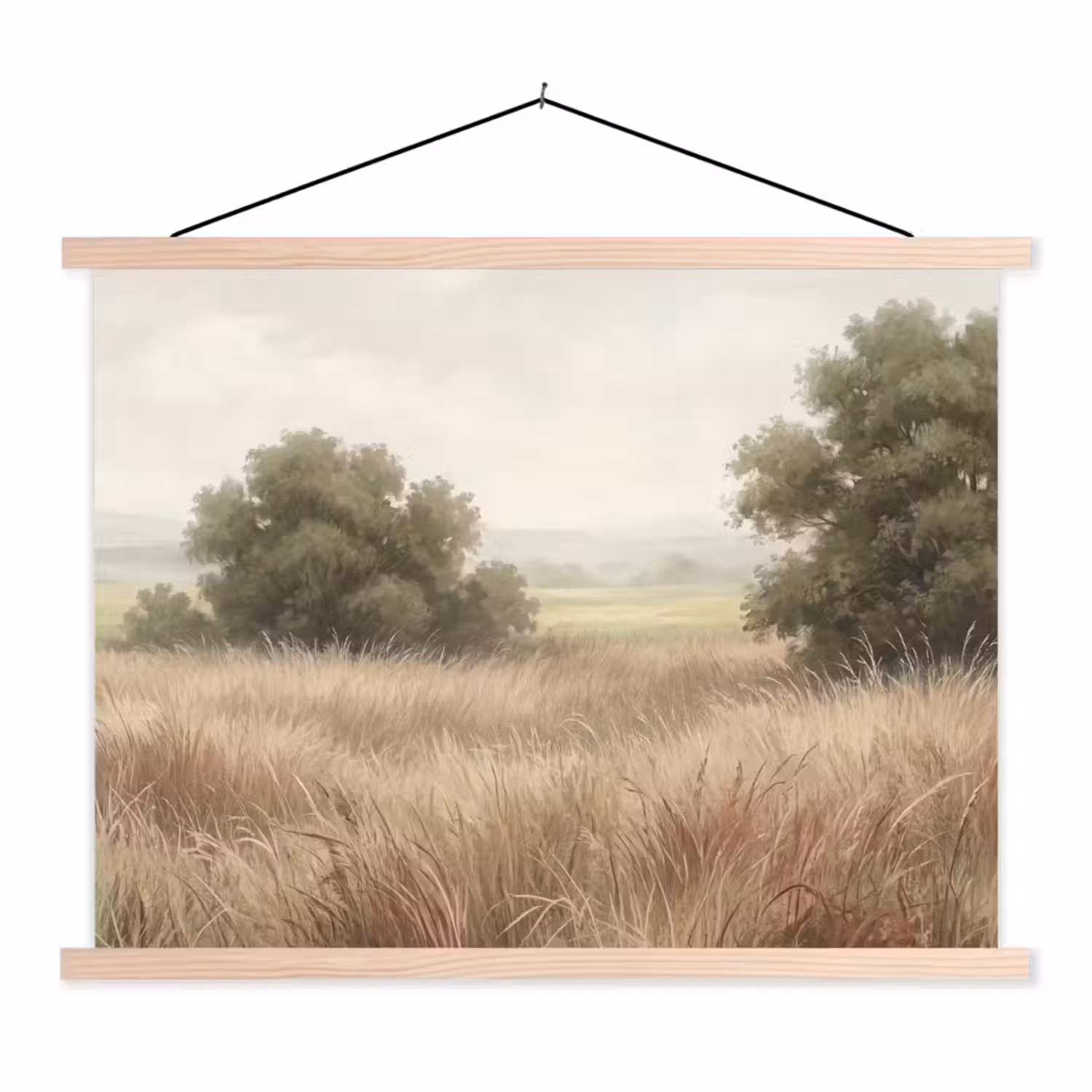 Landschap - Minimalistisch - Beige textielposter latten blank klein -3d