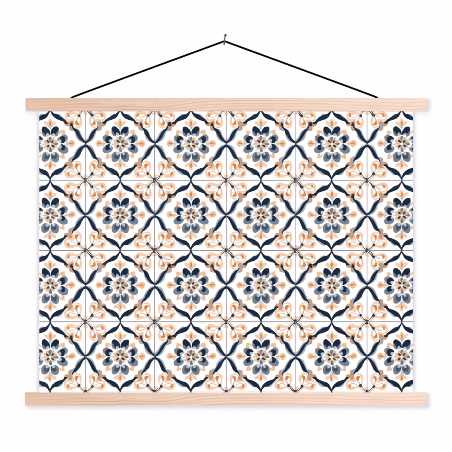 Bladvorm - Patroon - Kleurrijk textielposter latten blank klein 122 -3d