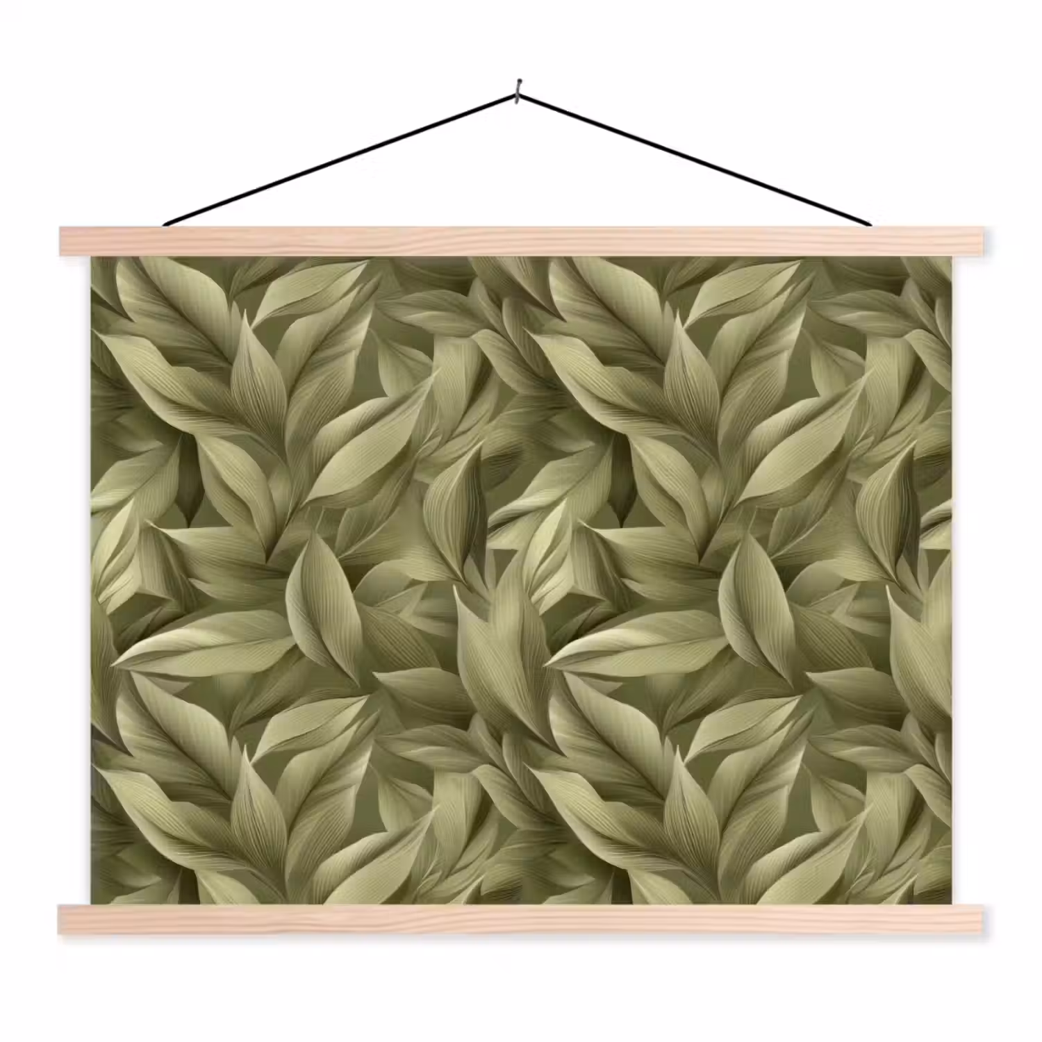 Bladeren - Modern - Groen textielposter latten blank klein 122 -3d