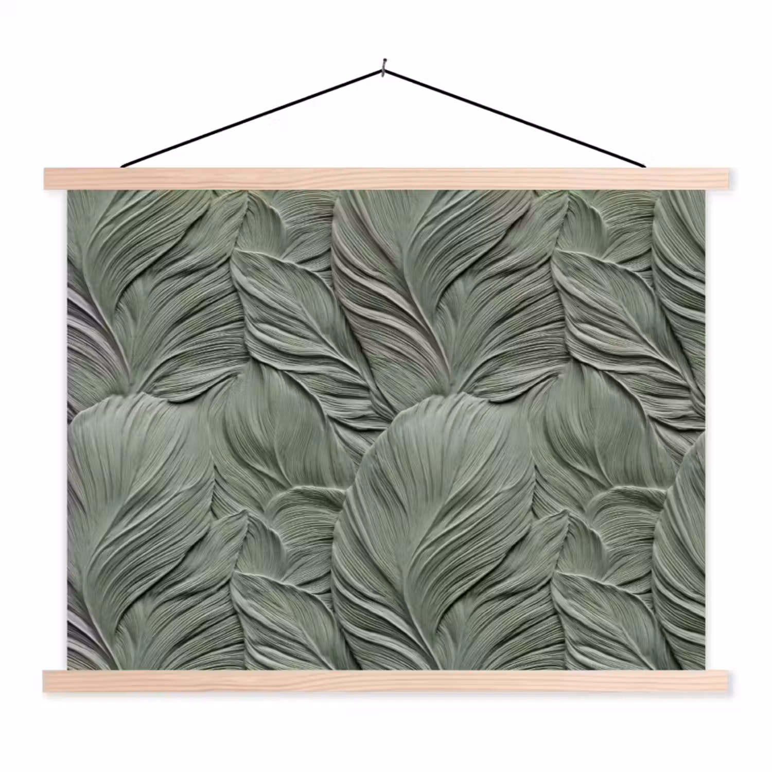 Bladeren - Textuur - Groen textielposter latten blank klein 122 -3d