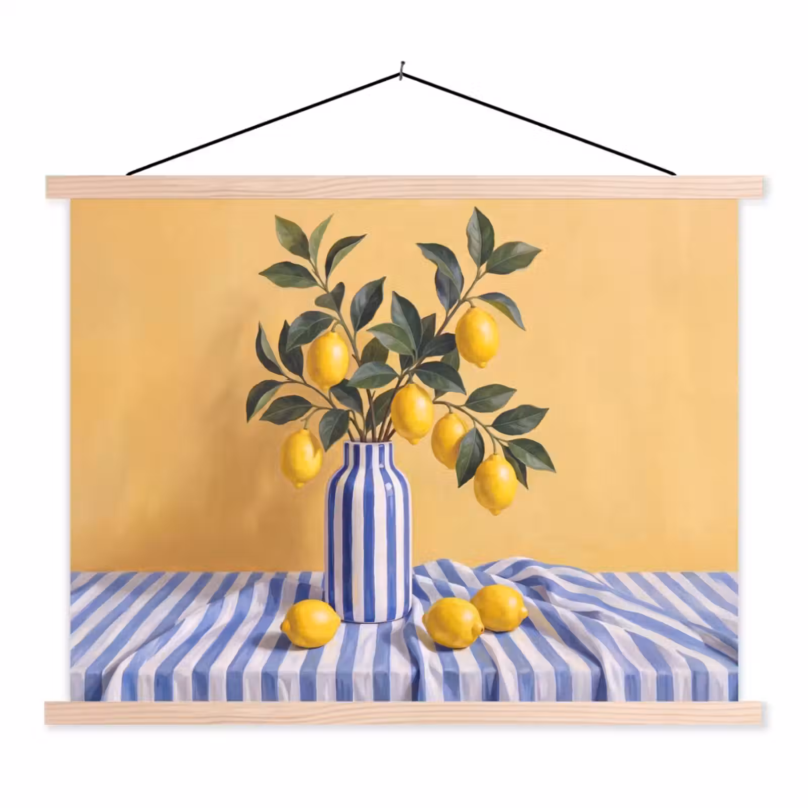 Hanging Poster - Lemon - Still Life - Modern - Citroen - Stilleven - Modern textielposter latten blank klein
