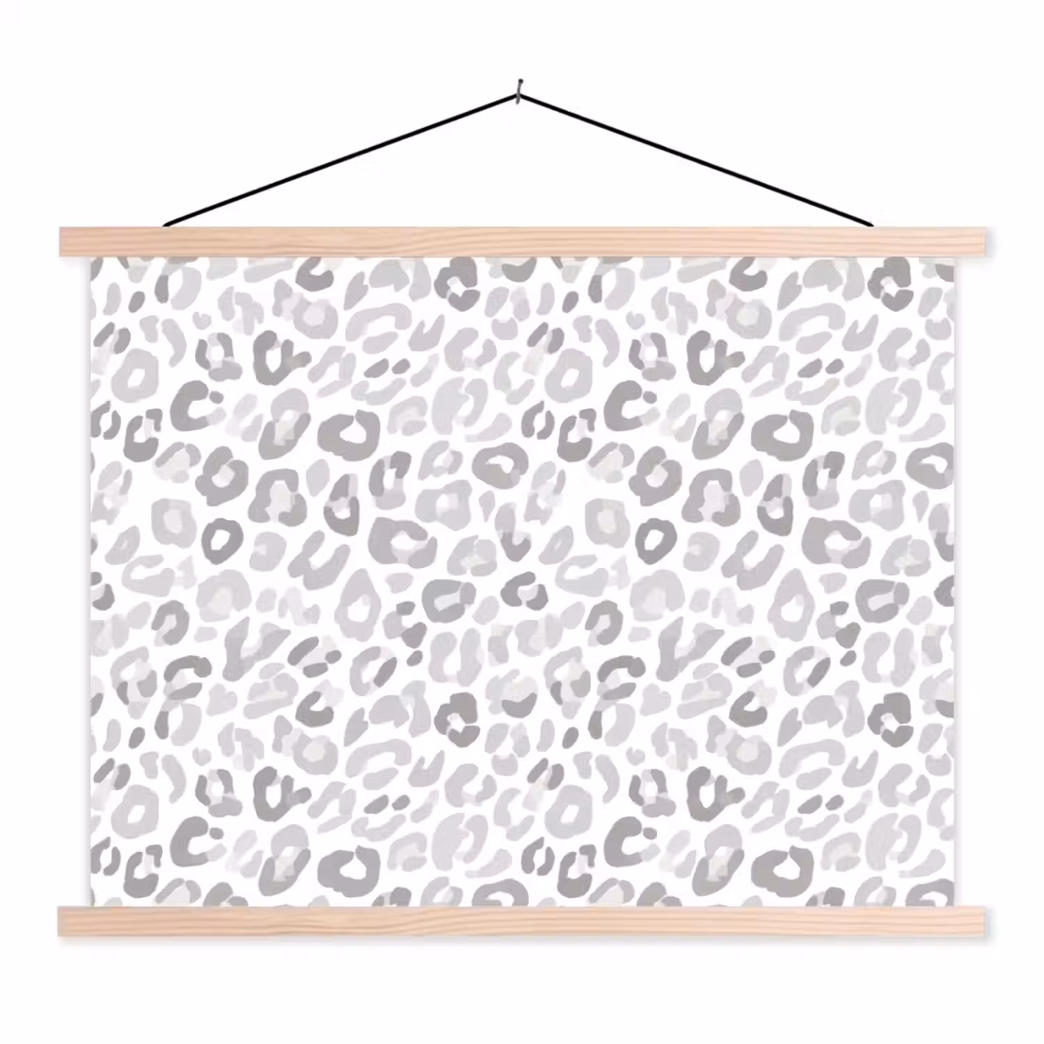 Luipaard - Motief - Grijs textielposter latten blank klein 122 -3d