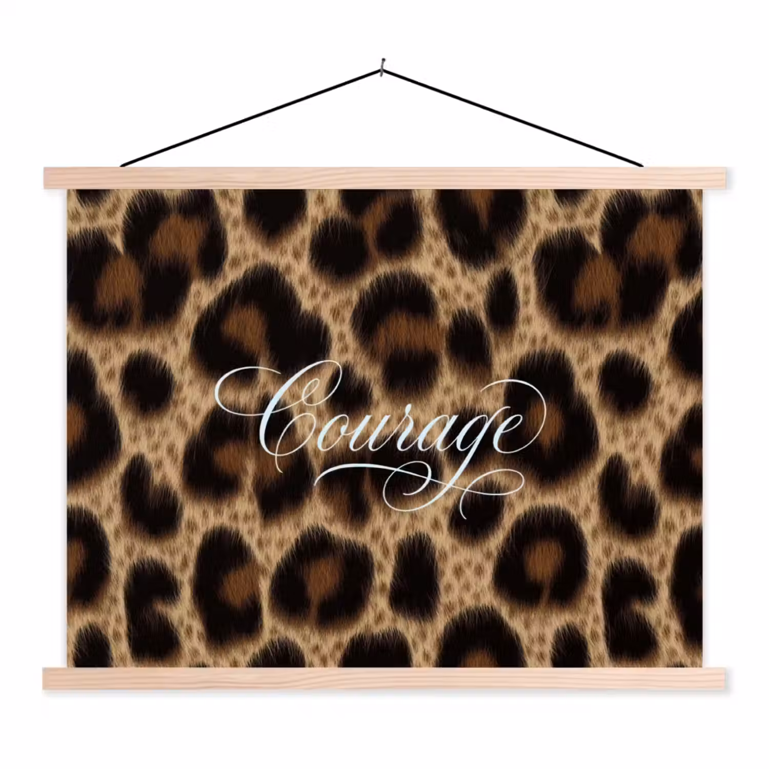 Luipaardprint - Bruin - Courage - Sierlijk textielposter latten blank klein -3d
