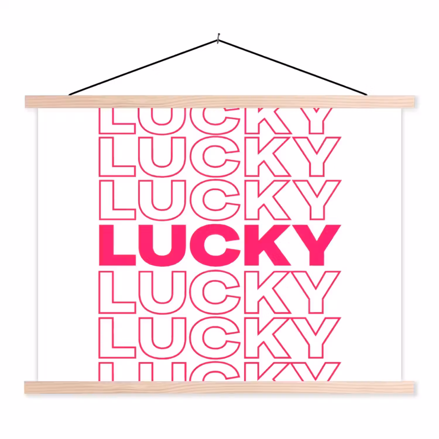 Lucky - Roze - Patroon textielposter latten blank klein -3d