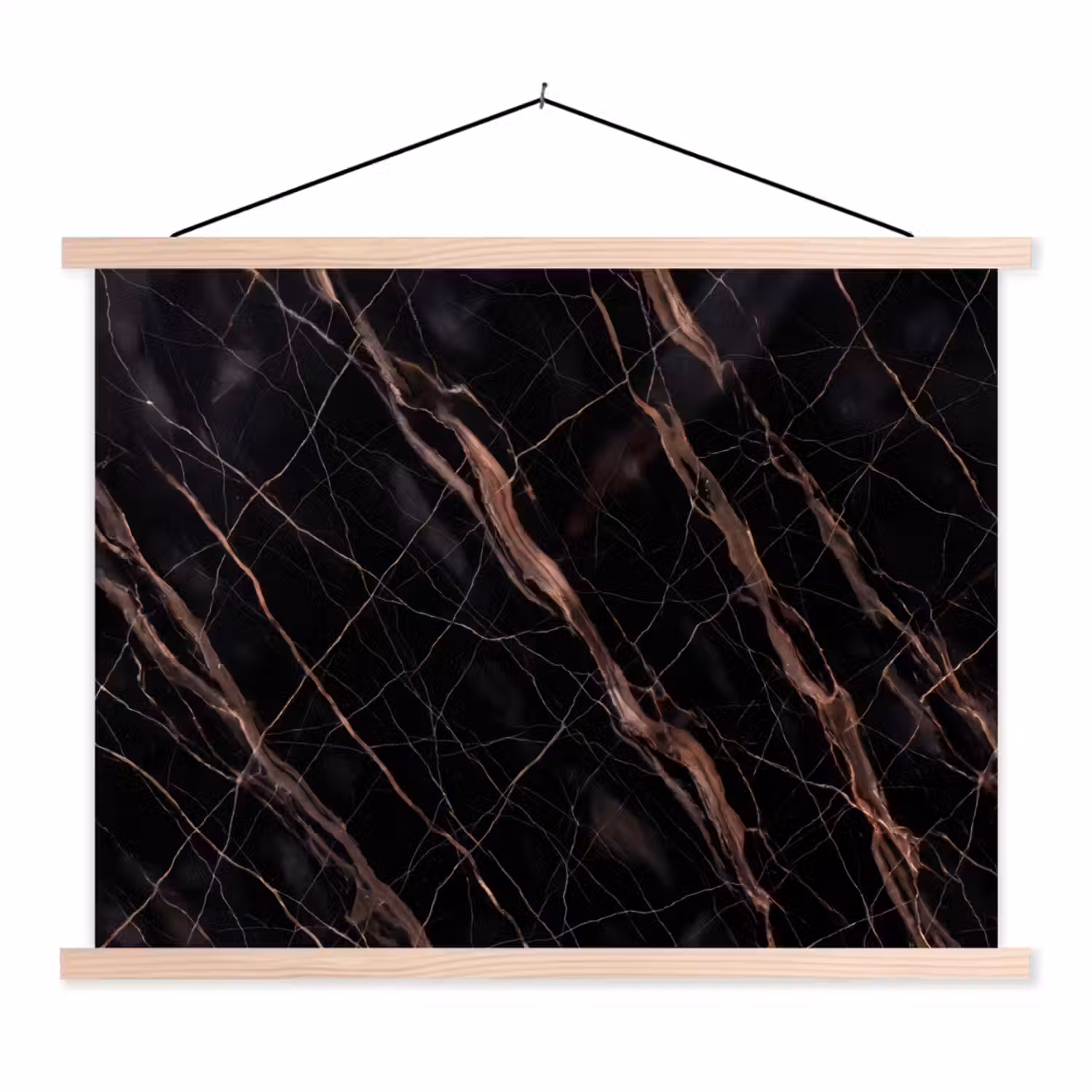 Marmer - Goud - Patroon - Luxe - Zwart textielposter latten blank klein -3d