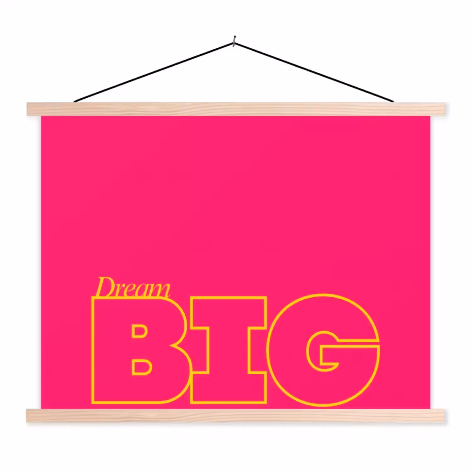 Minimalistisch - Roze - Dream big - Grafisch textielposter latten blank klein -3d