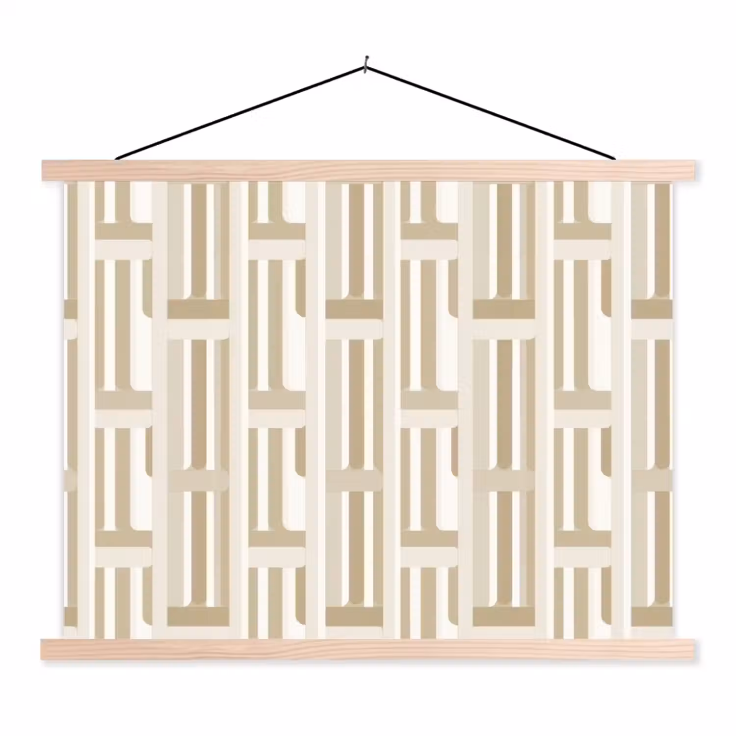 Modern - Geometrisch - Beige textielposter latten blank klein 122 -3d