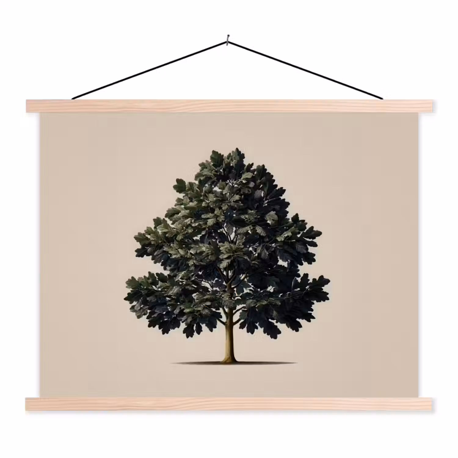Eikenboom - Schaduw - Egaal textielposter latten blank klein -3d