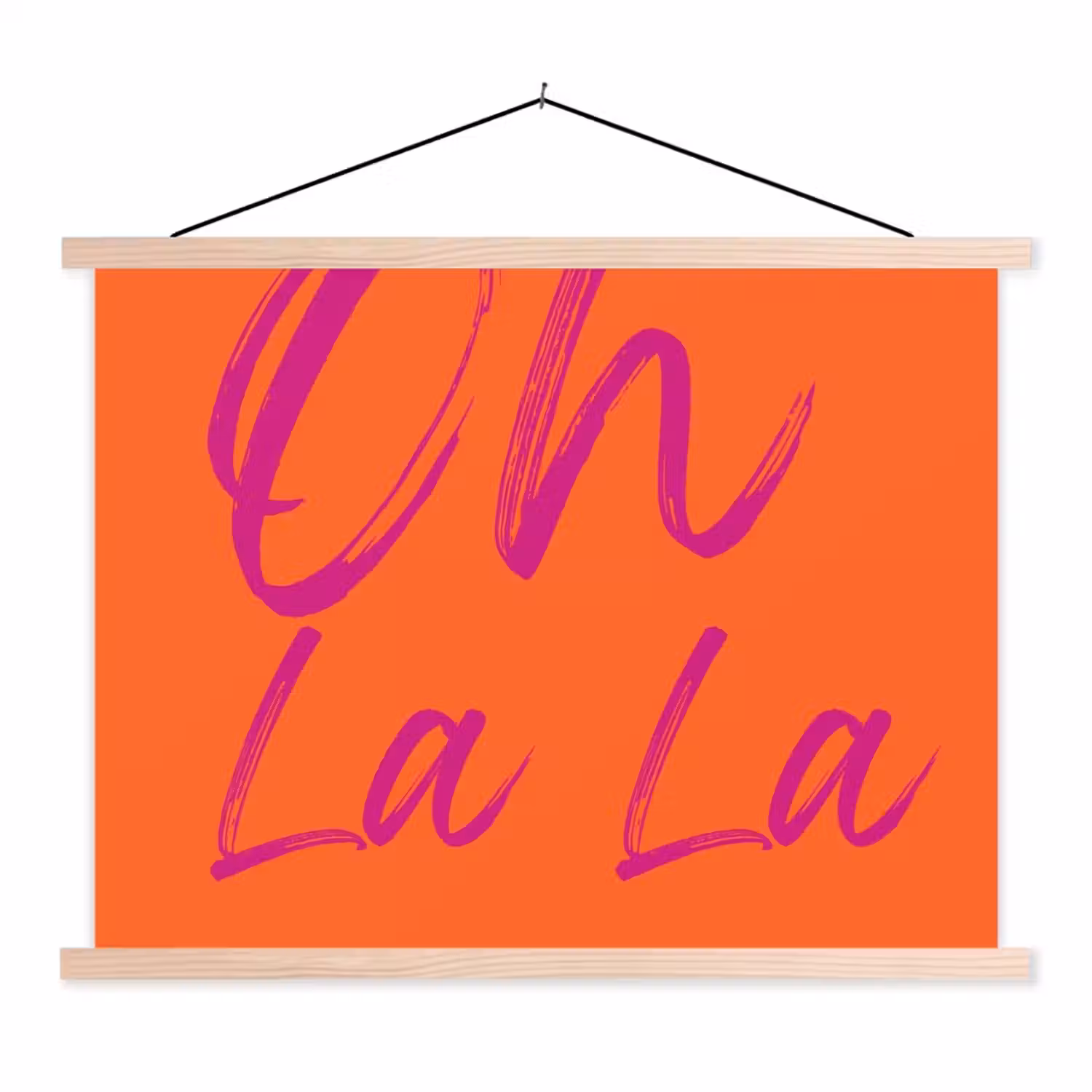 Oh la la - Oranje - Roze - Grafisch textielposter latten blank klein -3d