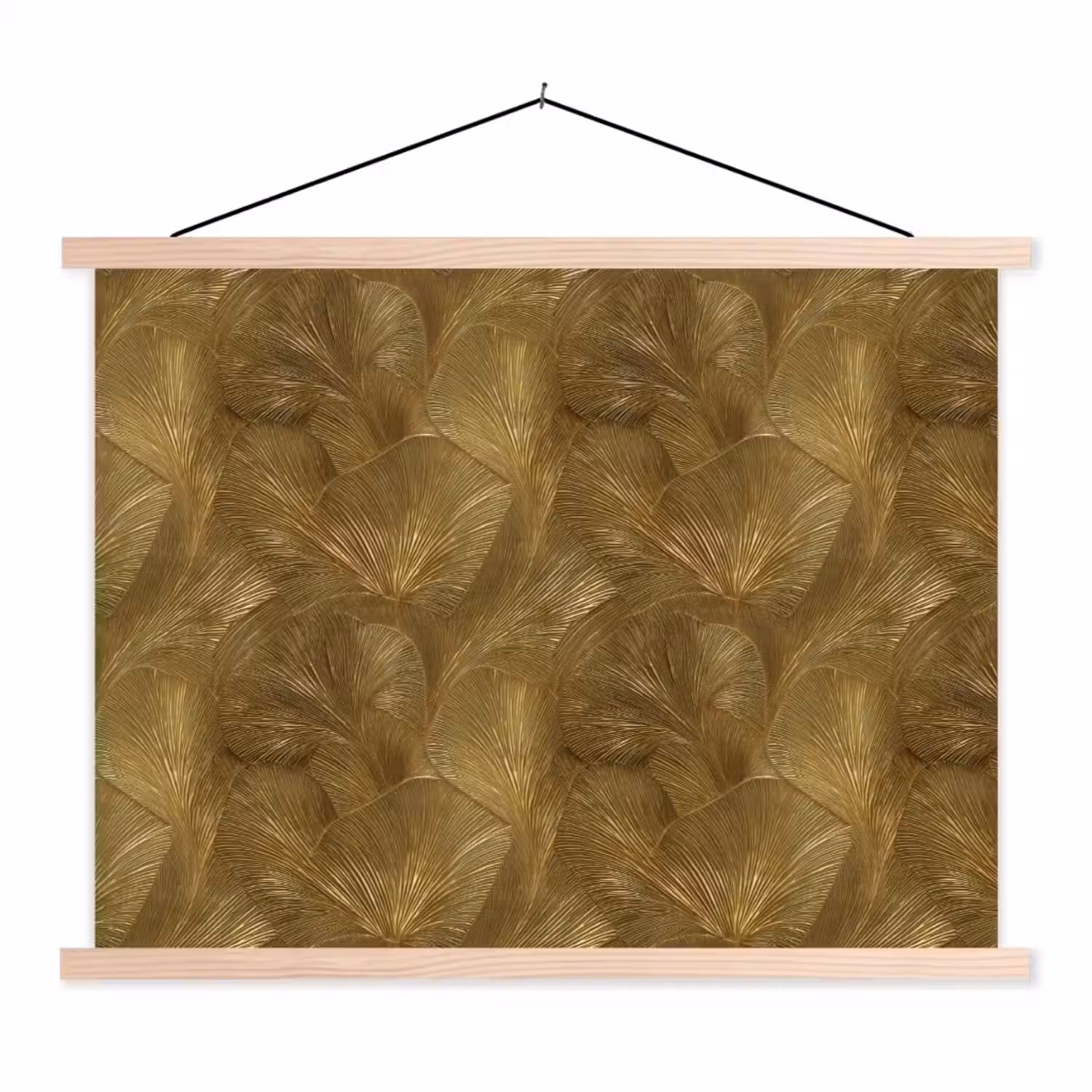 Organisch - Lijnen - Goud textielposter latten blank klein 122 -3d