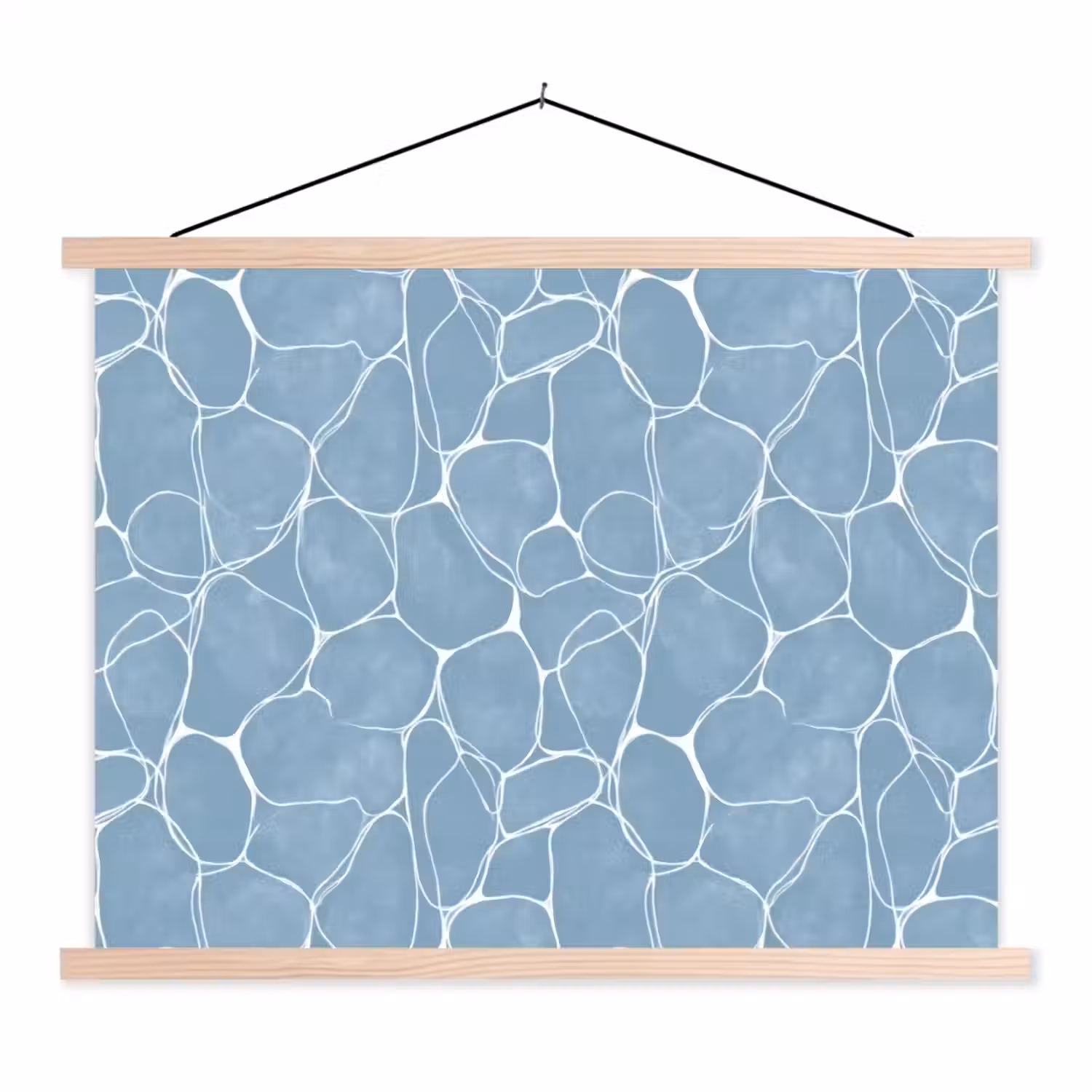 Organisch - Patroon - Blauw textielposter latten blank klein 122 -3d