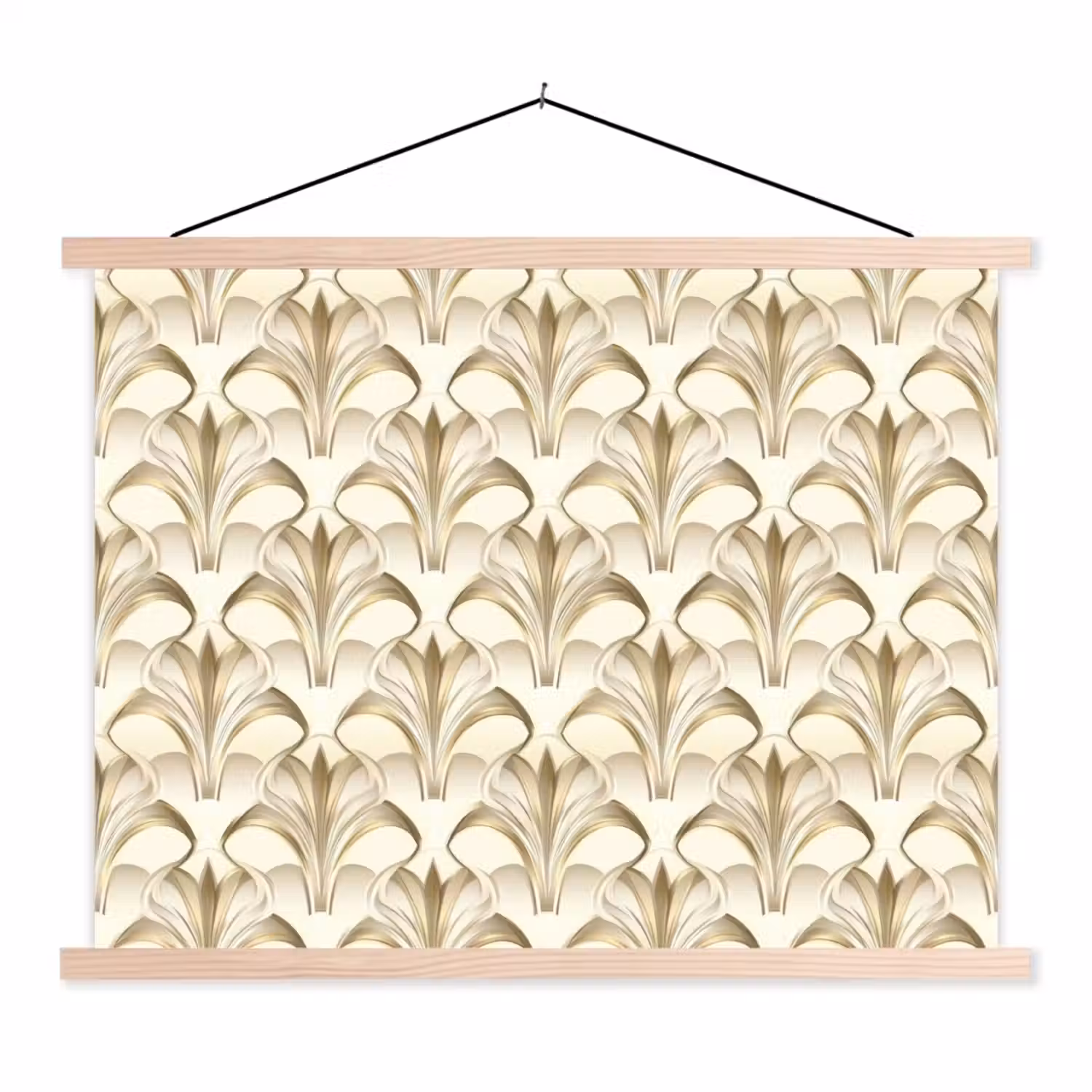 Ornament - Barok - Goud textielposter latten blank klein 122 -3d