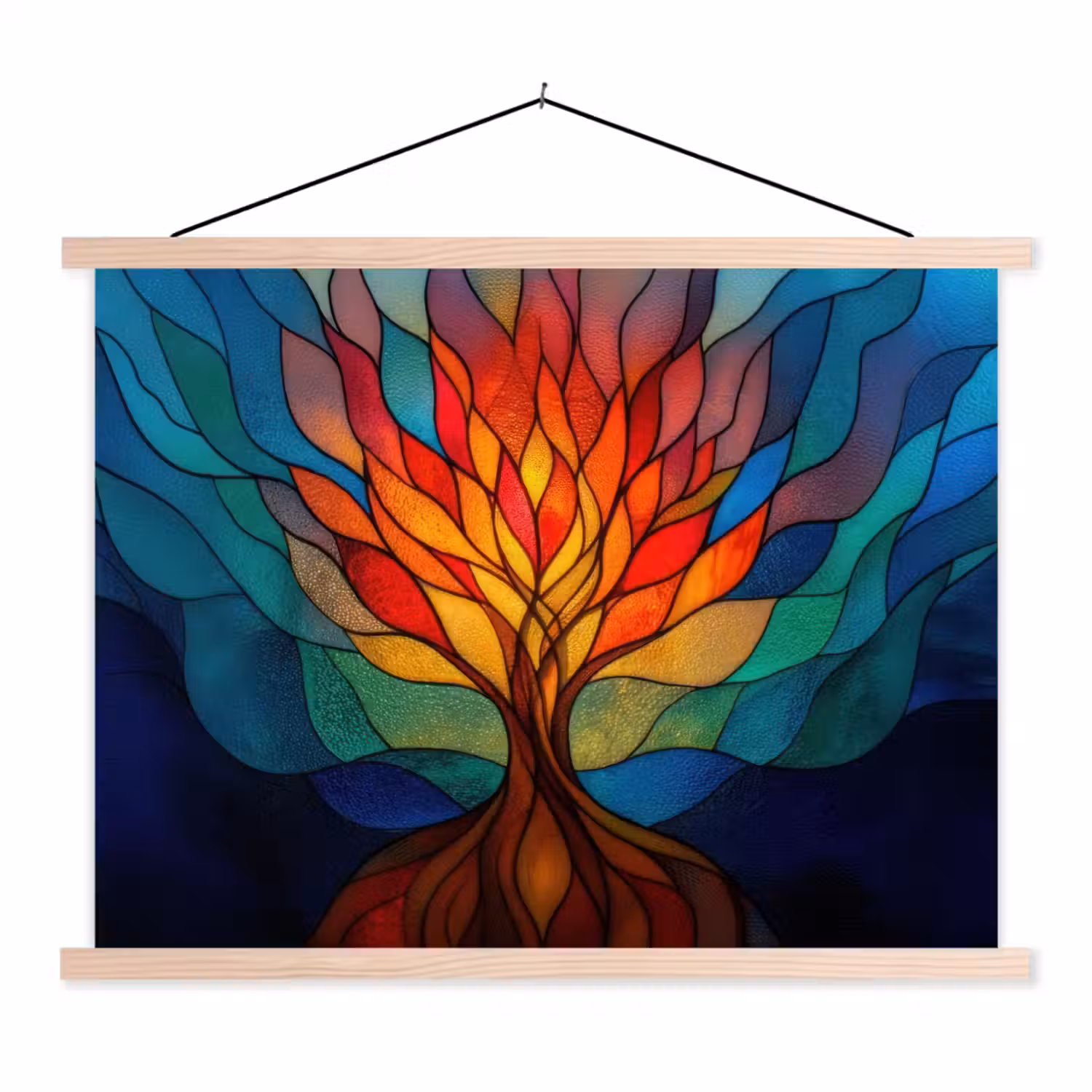 Sierglas - Boom - Rood - Vlakken textielposter latten blank klein -3d