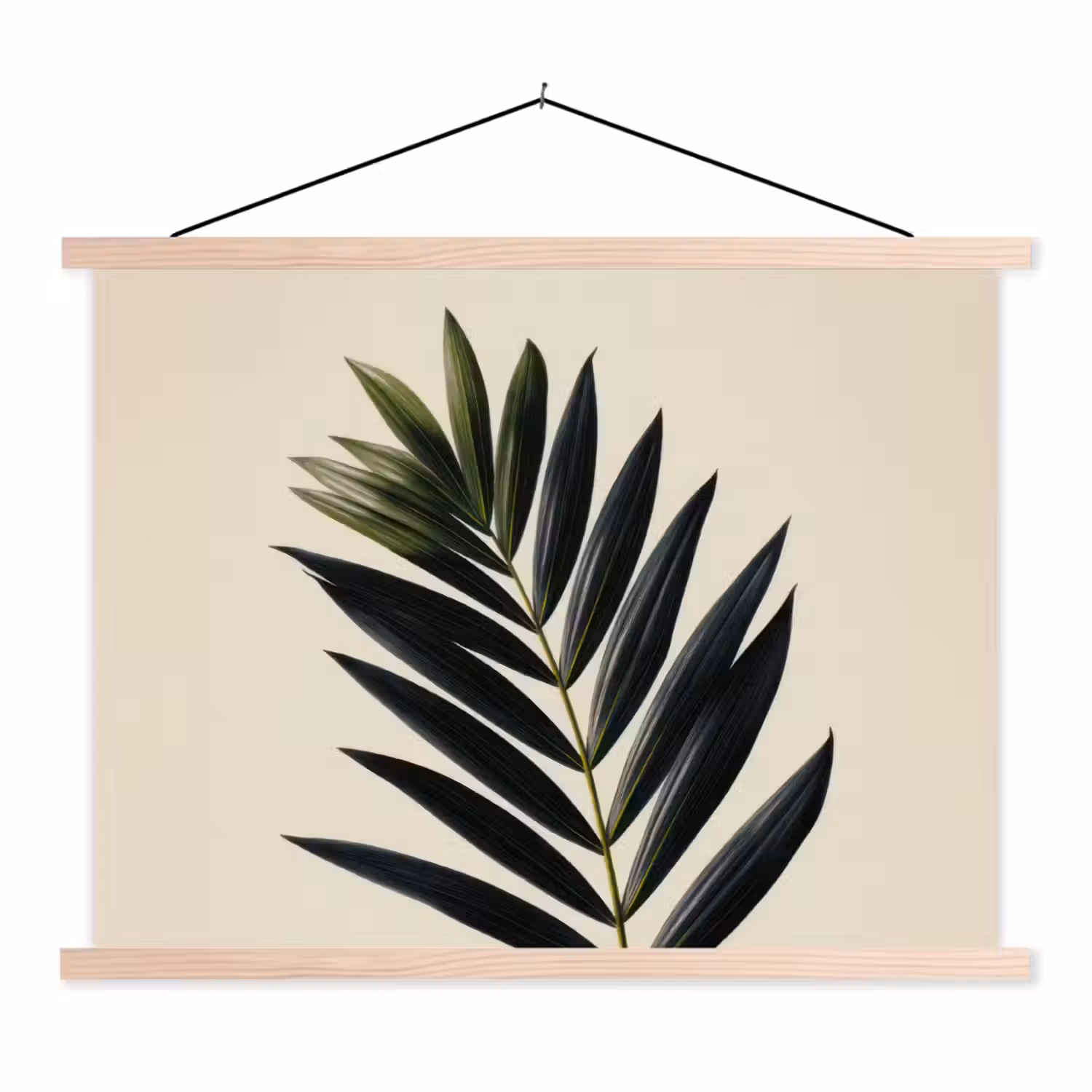 Palmblad - Donkere bladen - Subtiel textielposter latten blank klein -3d
