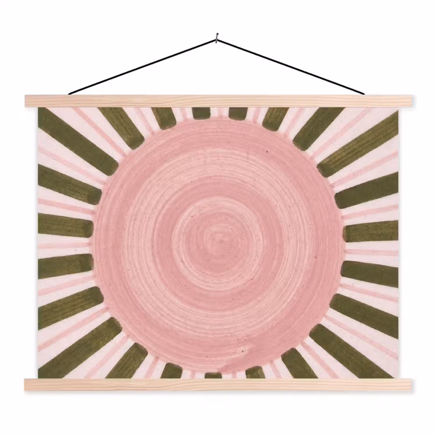 Patroon - Cirkel - Stralen - Abstract - Roze textielposter latten blank klein -3d