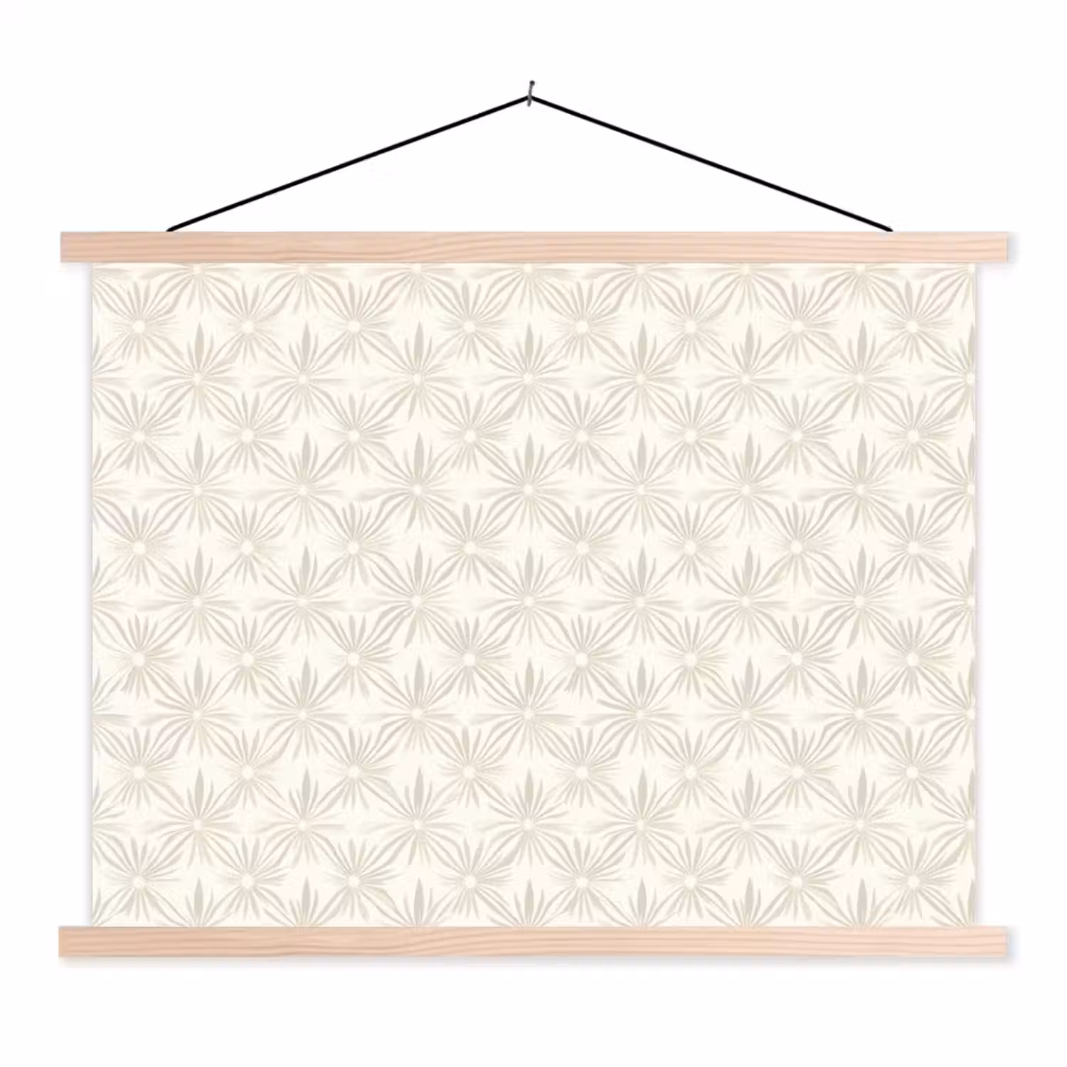Patroon - Bloemen - Beige textielposter latten blank klein 122 -3d