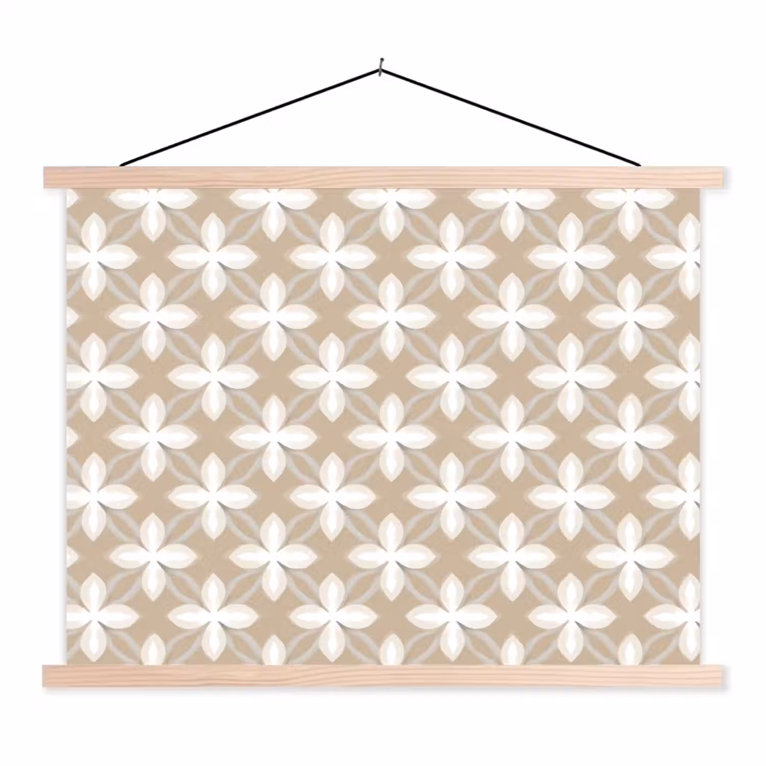 Patroon - Symmetrisch - Beige textielposter latten blank klein 122 -3d