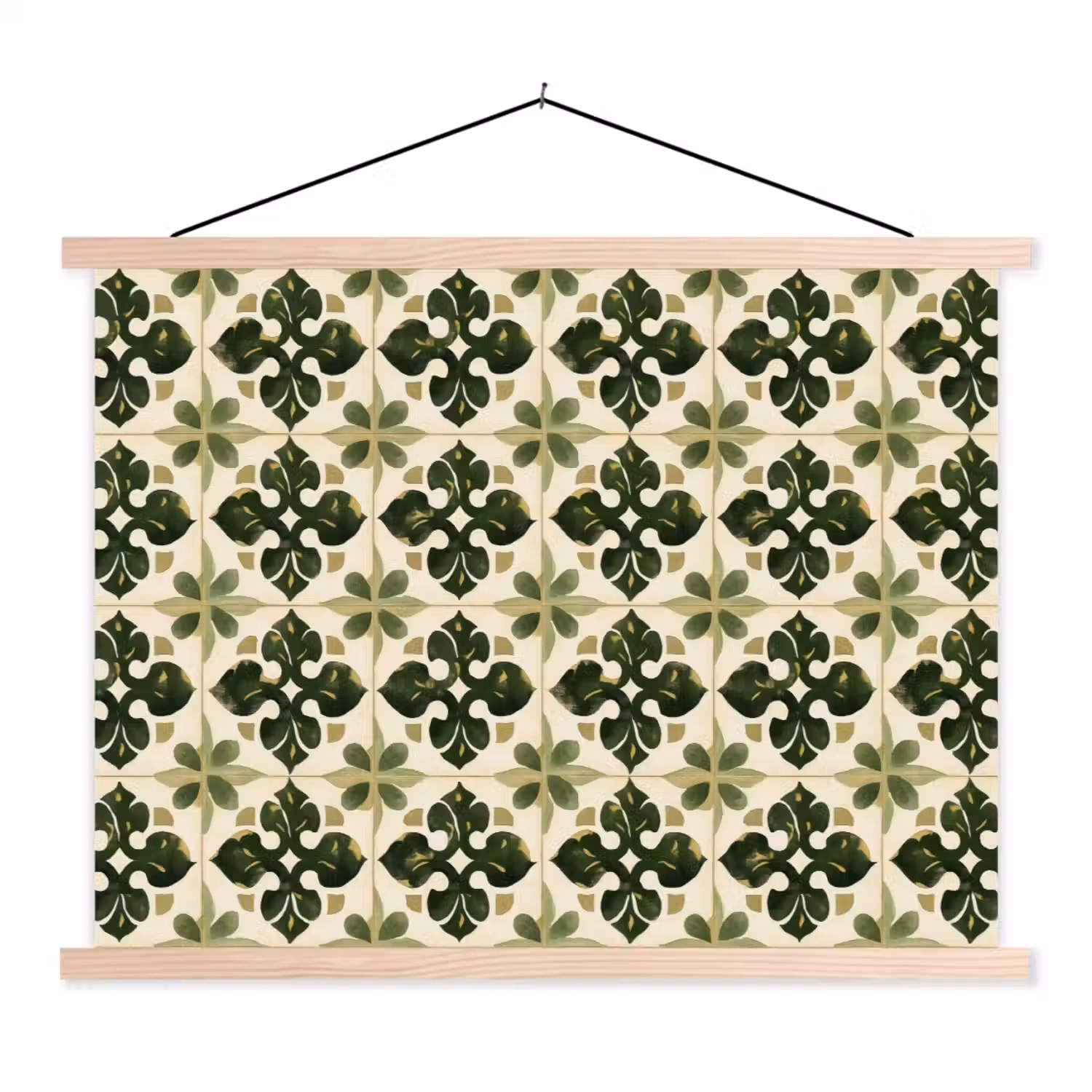 Patroon - Tegel - Groen textielposter latten blank klein 122 -3d
