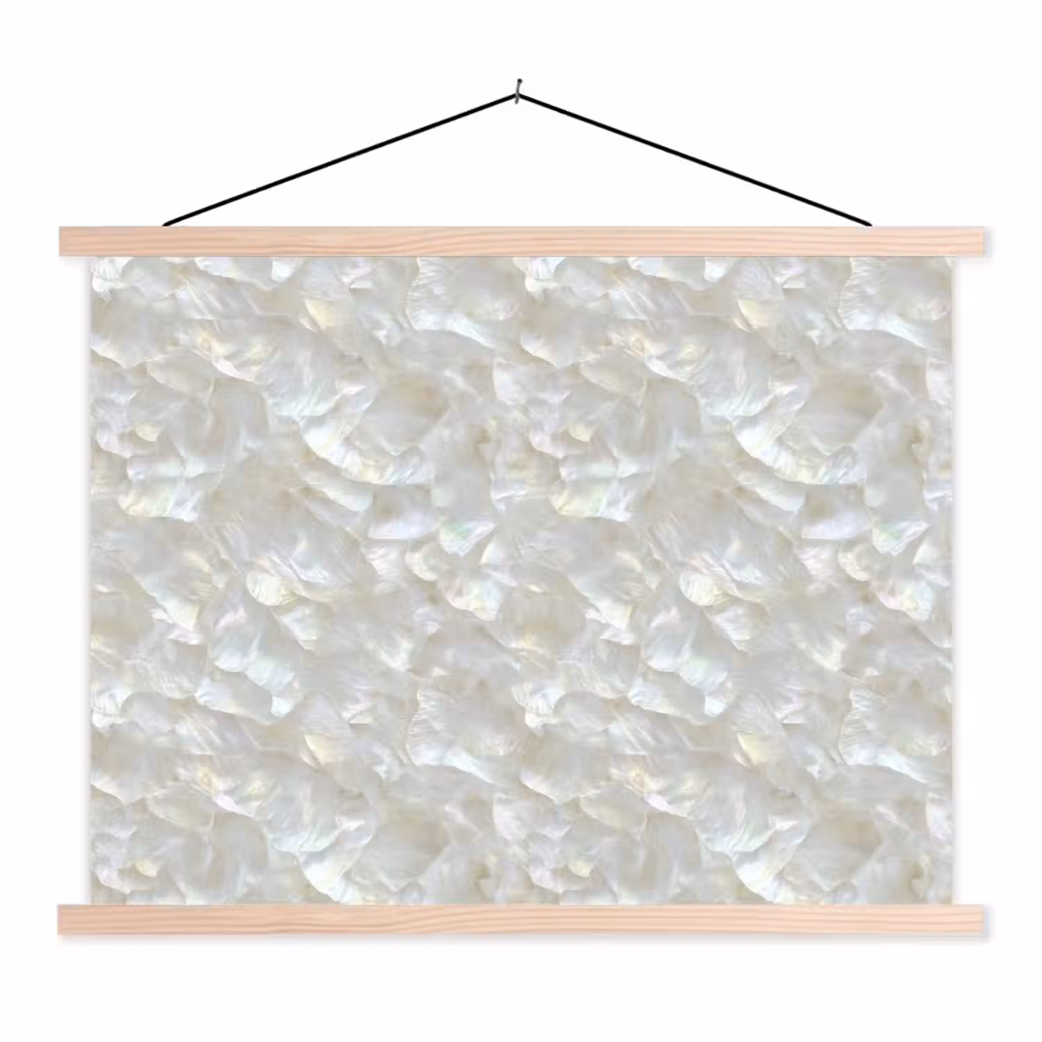 Parelmoerglans - Wit - Schelp textielposter latten blank klein 122 -3d
