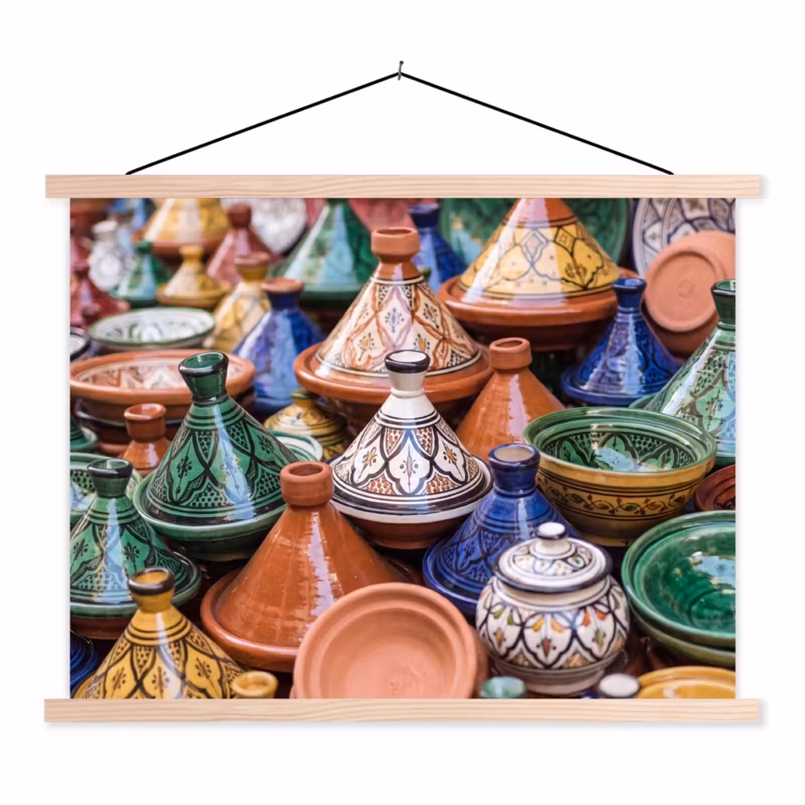 Hanging Poster - Pottery - Colorful - Pattern - Aardewerk - Kleurrijk - Patroon textielposter latten blank klein