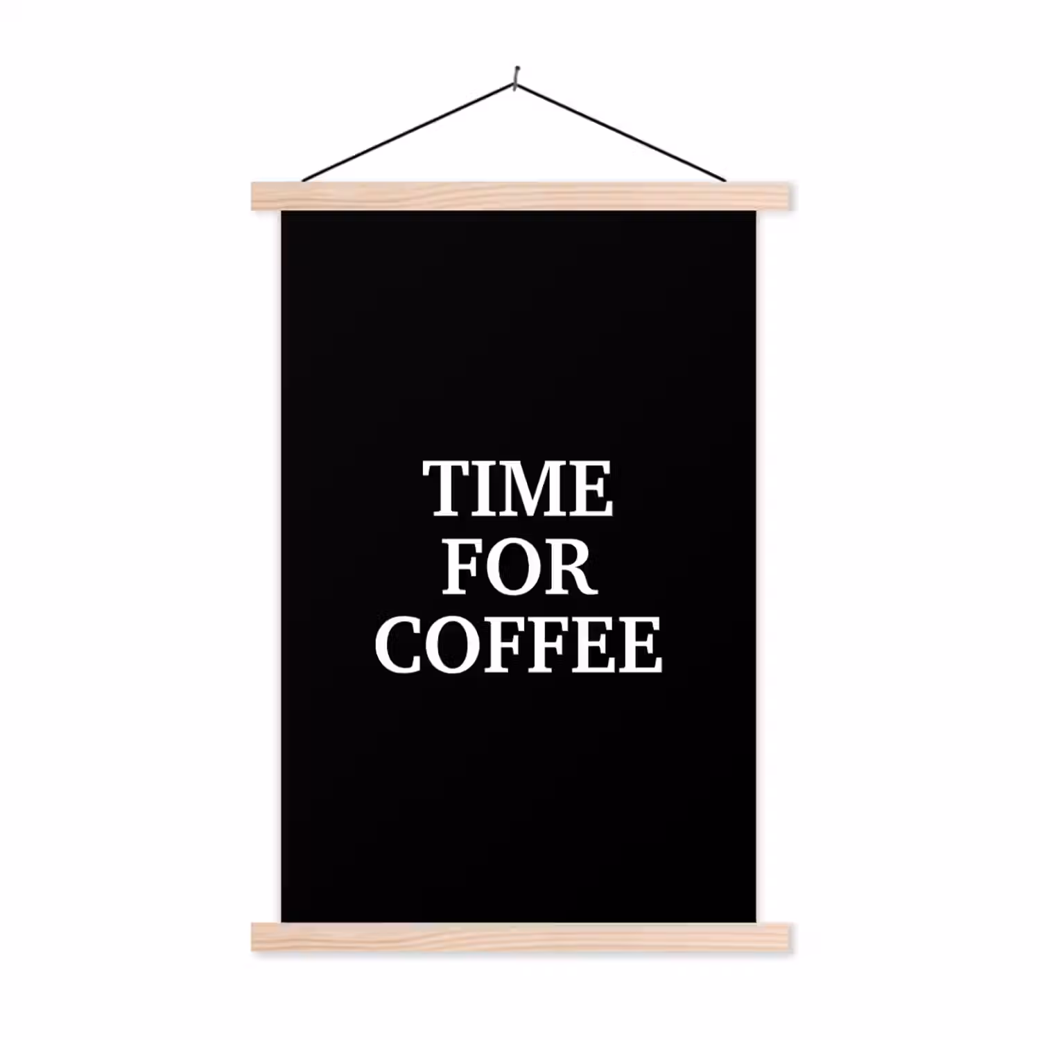 Quotes - Letters - Koffie - Zwart textielposter latten blank klein -3d