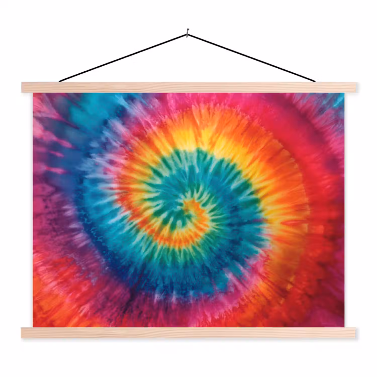 Regenboogkleuren - Tie dye - textielposter latten blank klein -3d