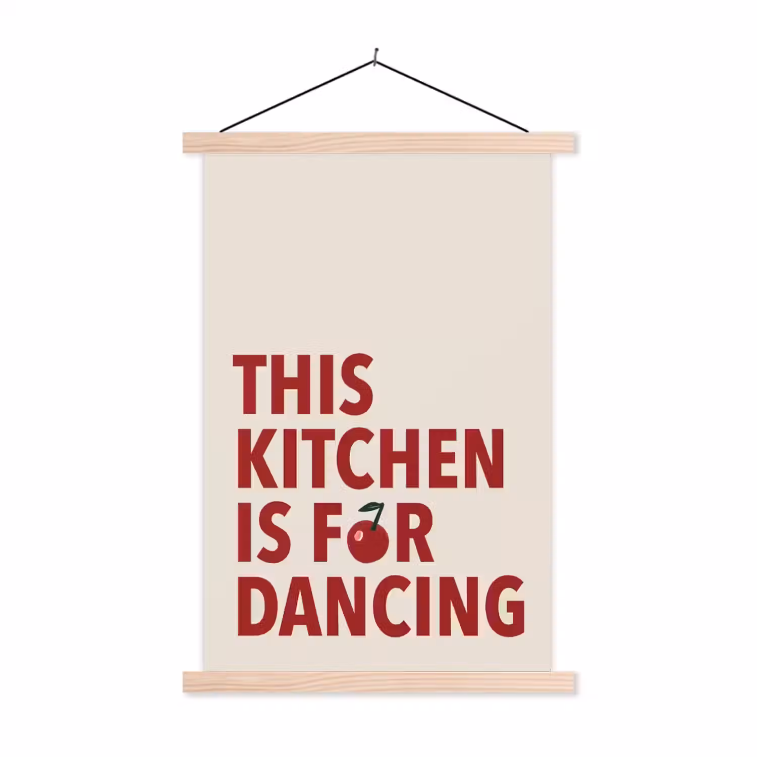Rood - Quote - Kersen textielposter latten blank klein -3d
