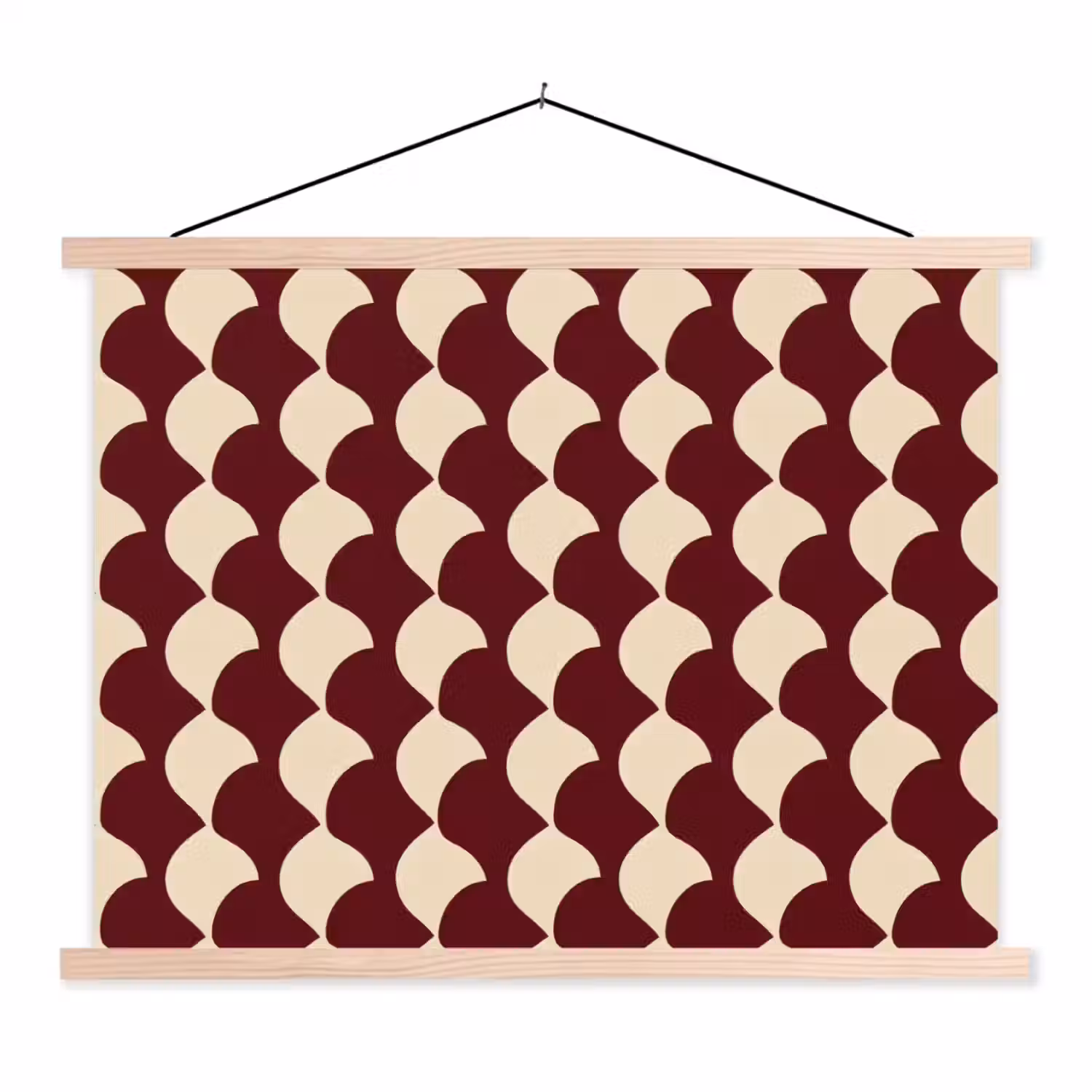 Rood - Tegelpatroon - Crème textielposter latten blank klein 122 -3d