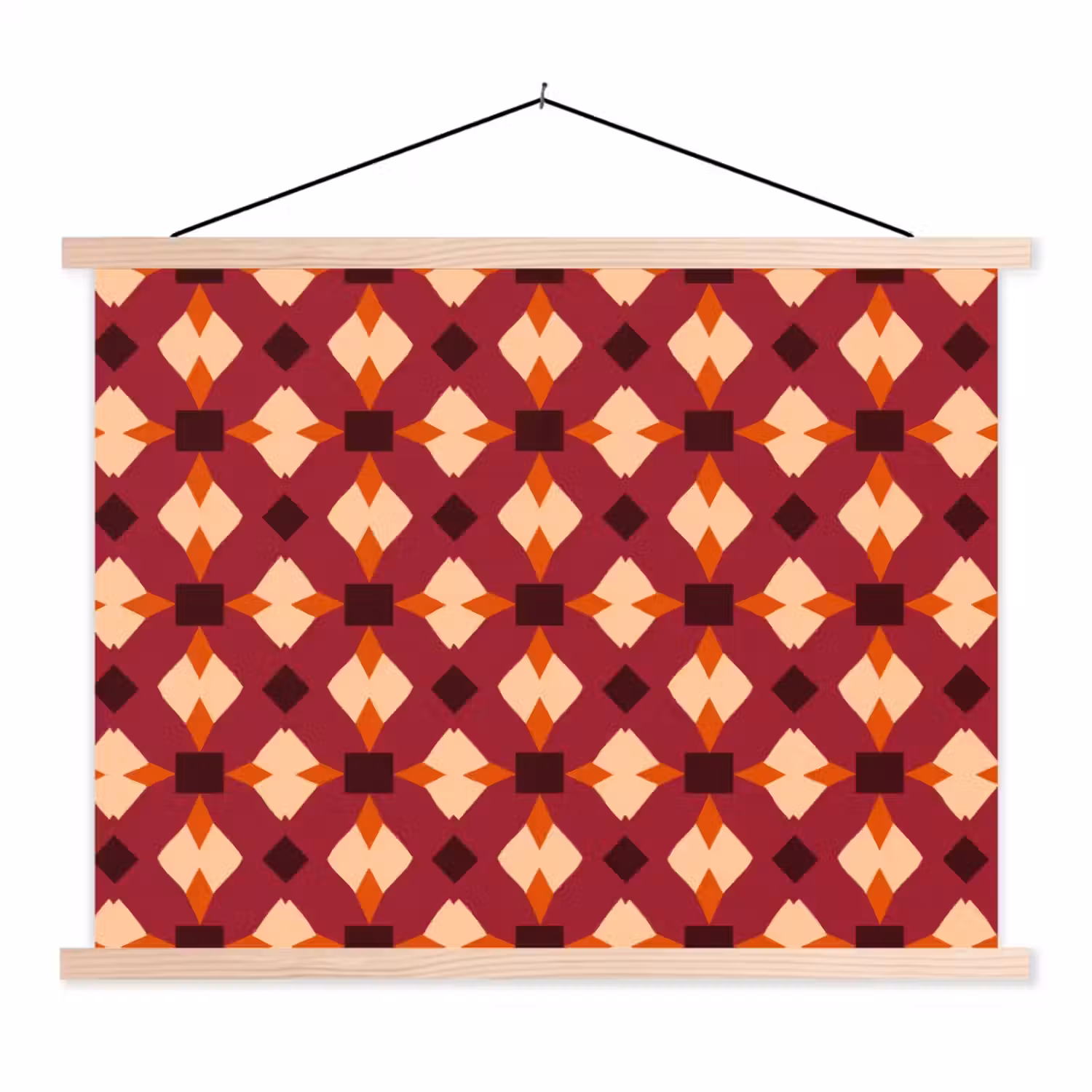 Retro - Patroon - Kleurrijk textielposter latten blank klein 122 -3d