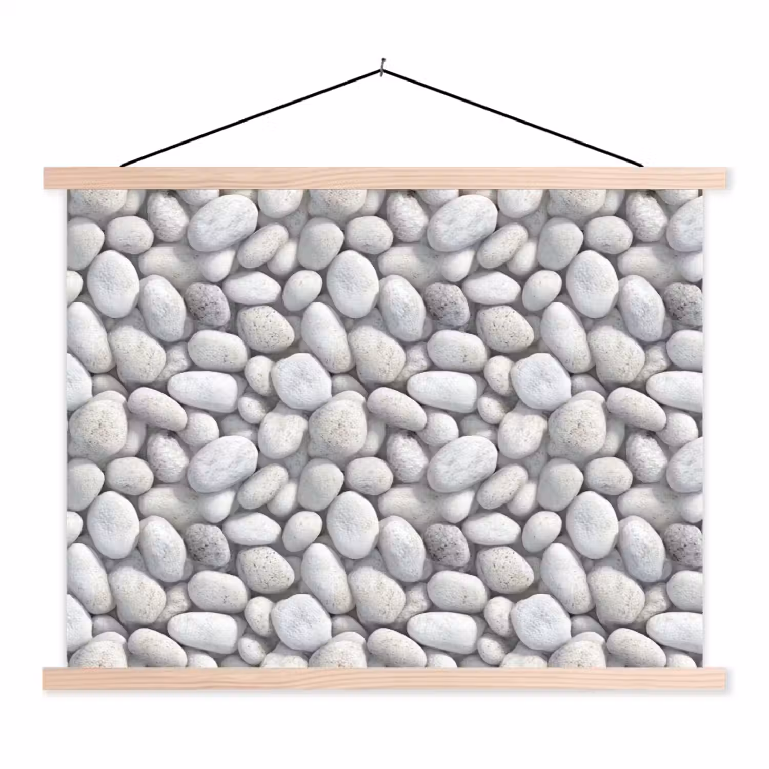 Steentjes - Grijs - Ovaal textielposter latten blank klein 122 -3d