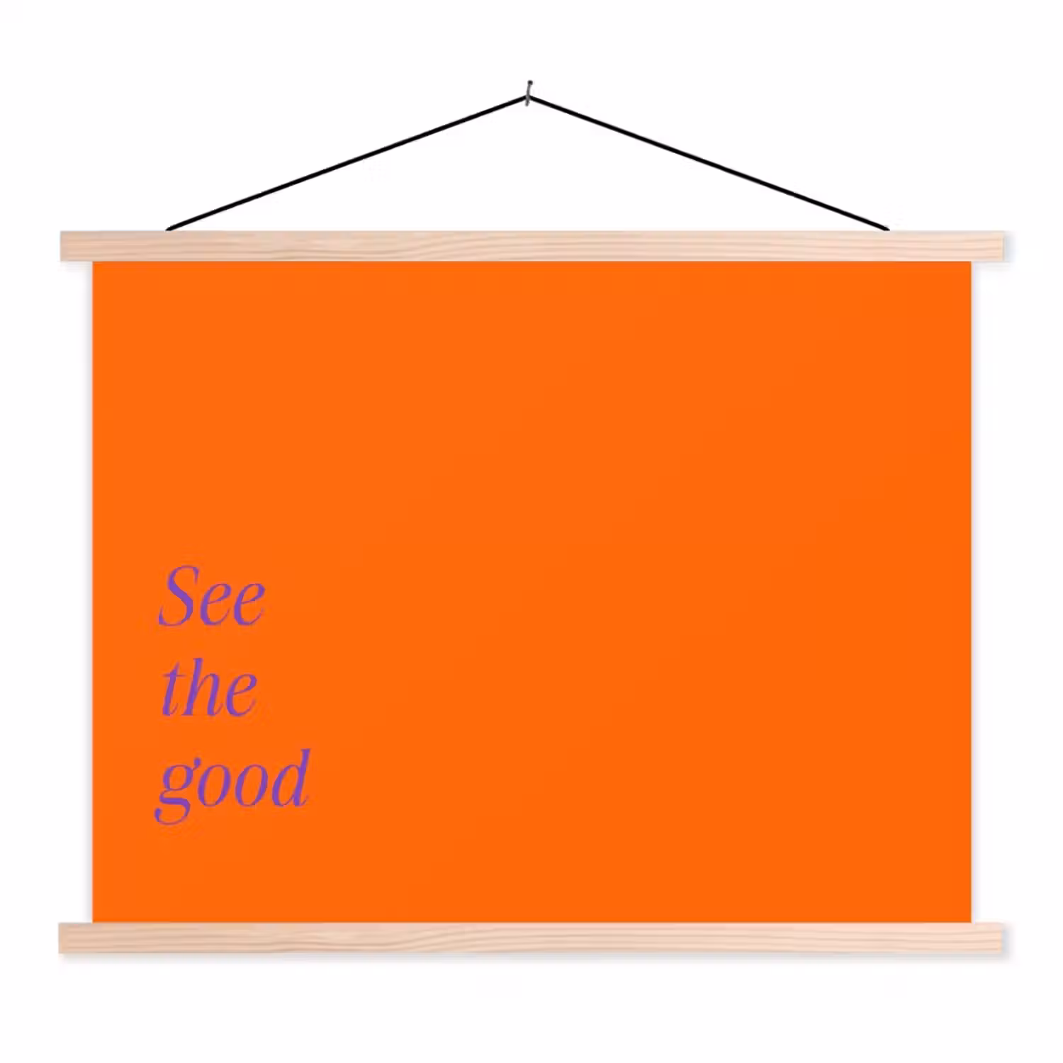 See te good - Paars - Oranje textielposter latten blank klein -3d