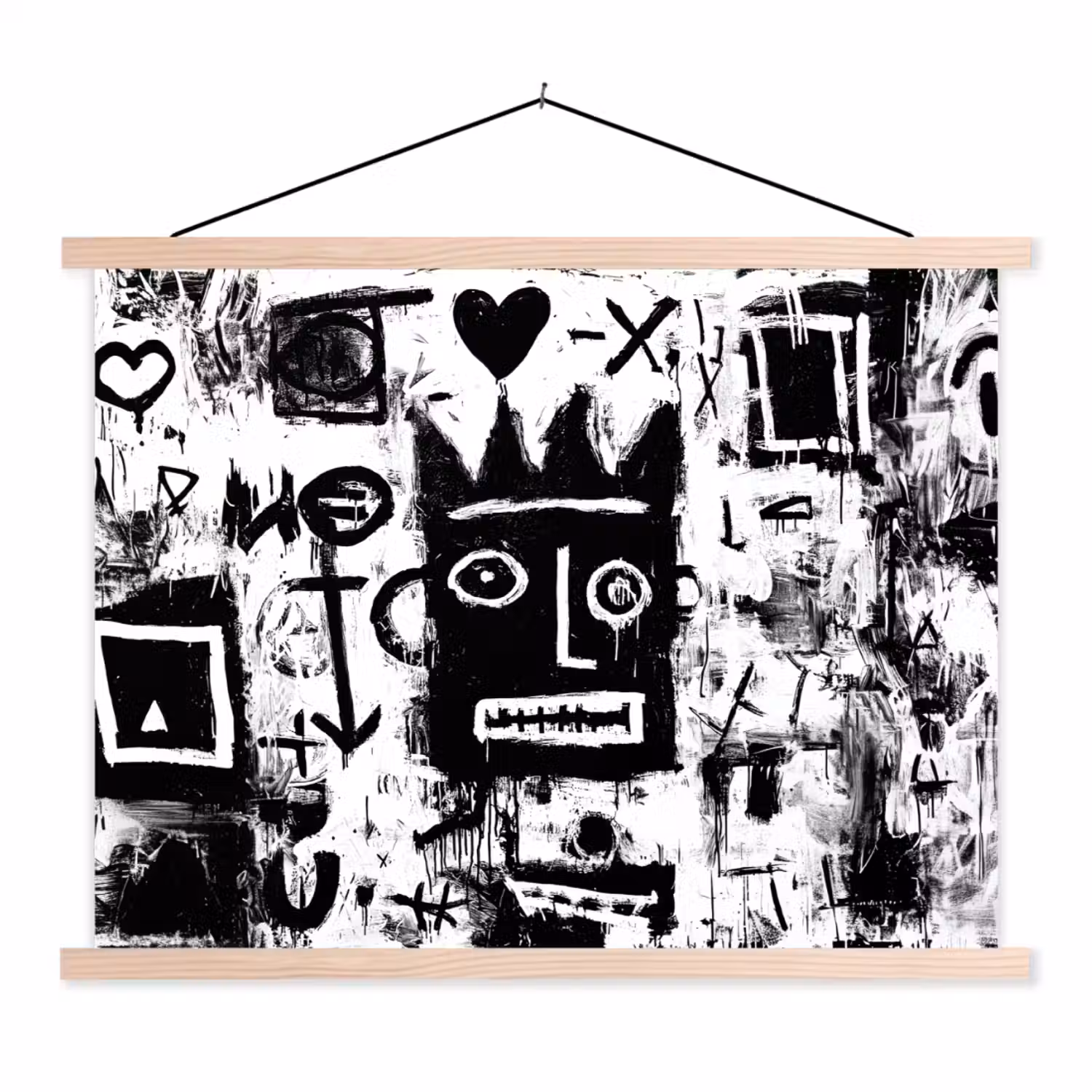 Vormen - Gezocht - Zwart - Abstract textielposter latten blank klein -3d