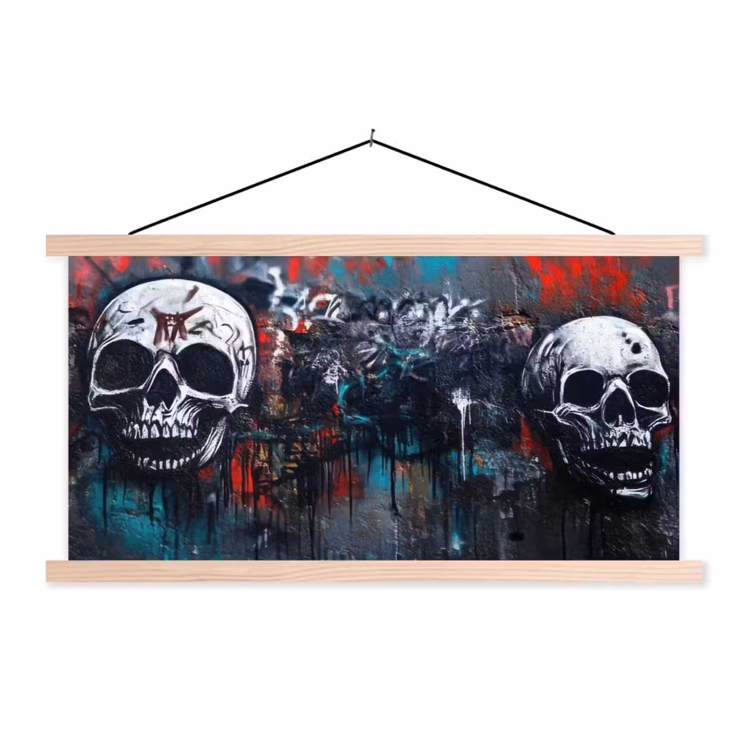 Schedels - Graffiti - Abstract textielposter latten blank klein -3d