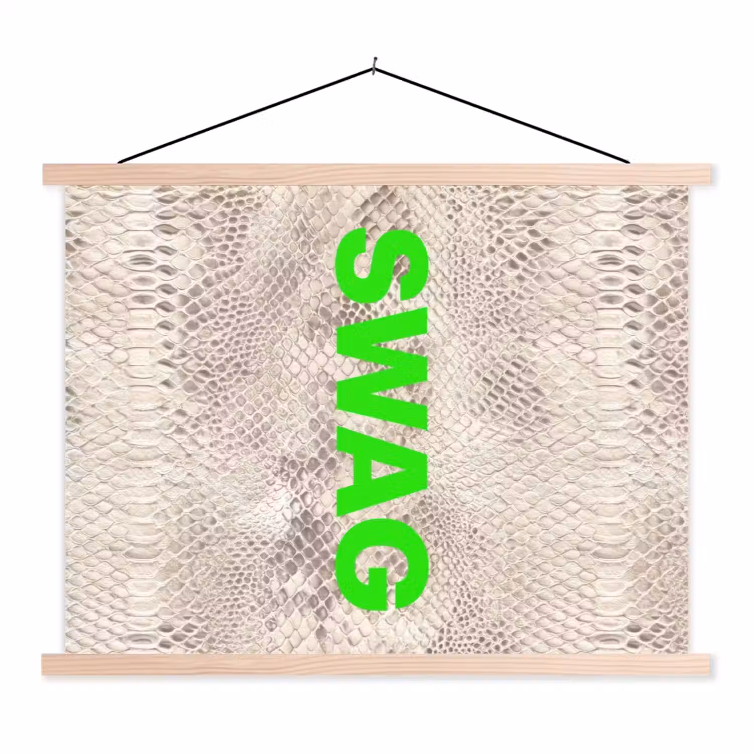 Slangenprint - SWAG - Neon - Groen textielposter latten blank klein -3d