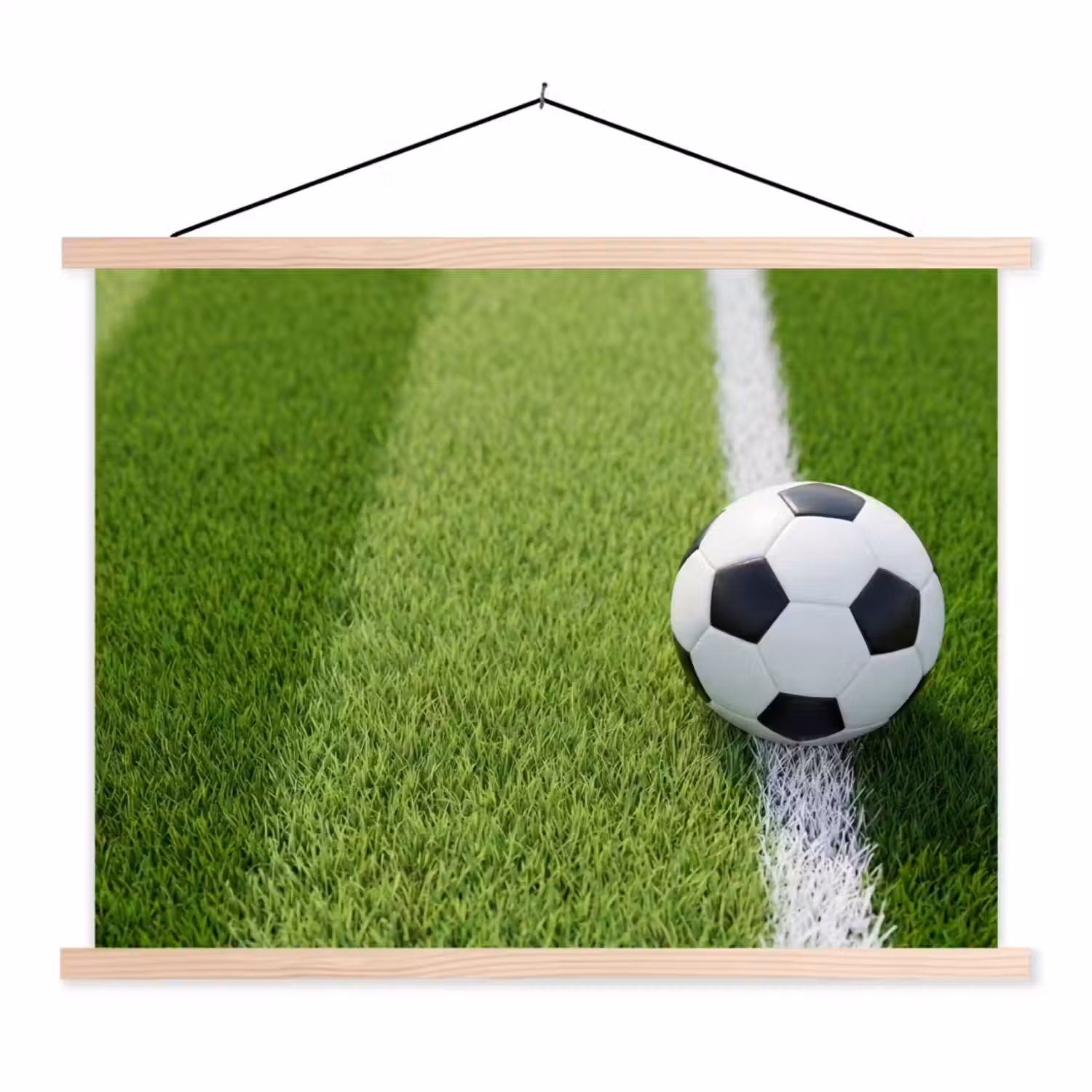 Voetbal - Grasveld - Sport - Groen textielposter latten blank klein -3d