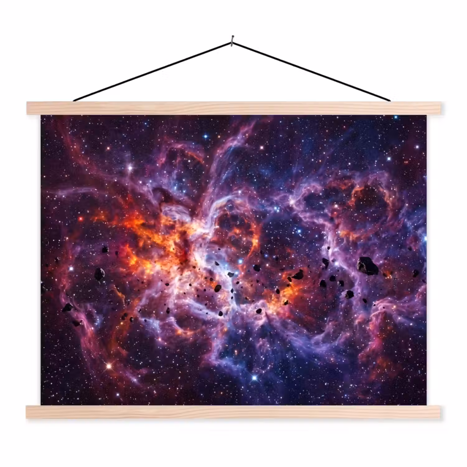 Space - Stars - Abstract - Colorful textielposter latten blank klein -3d