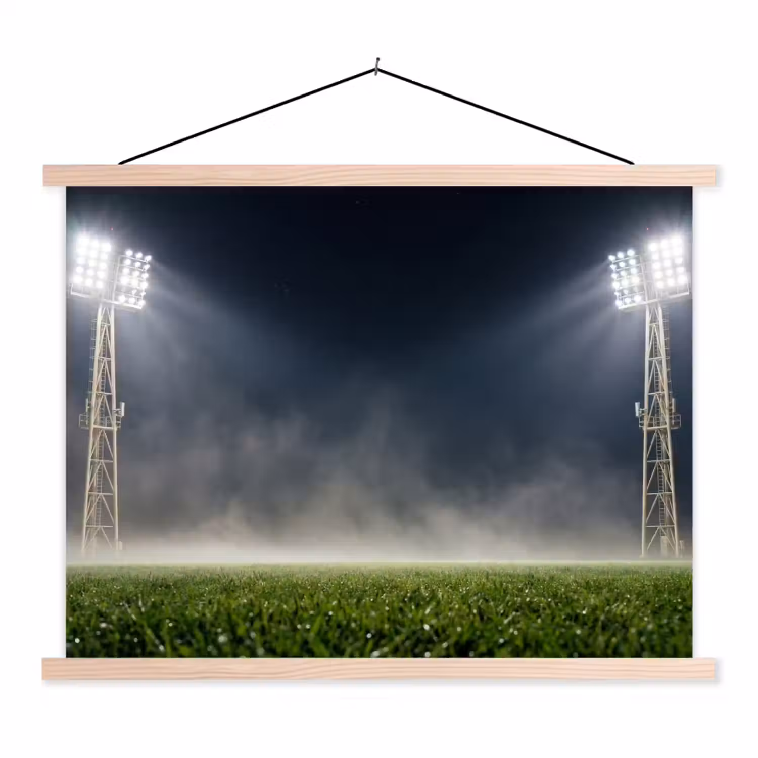 Stadion - Lichtmast - Sport - Nacht textielposter latten blank klein -3d