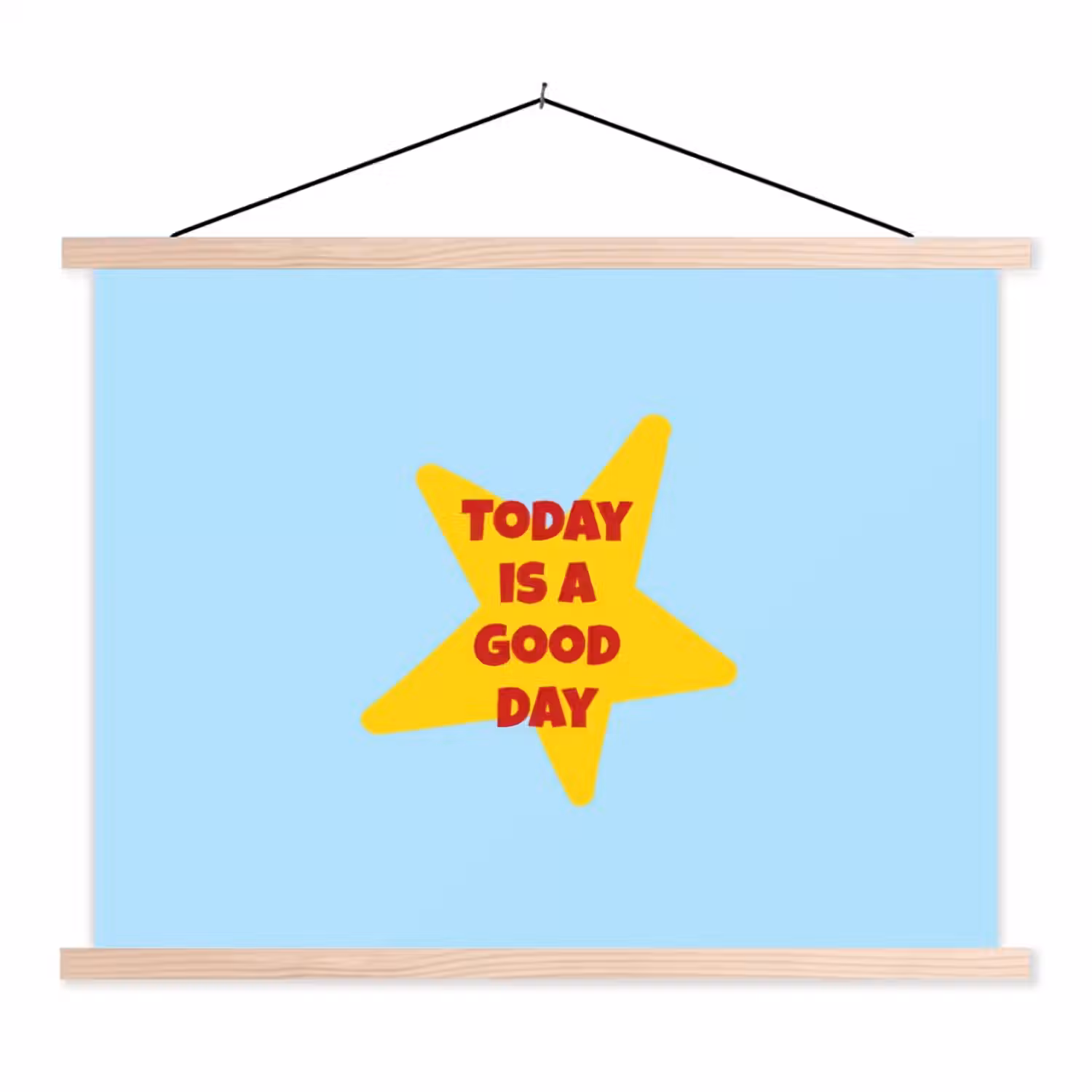 Ster - Today is a good day - Blauw textielposter latten blank klein -3d