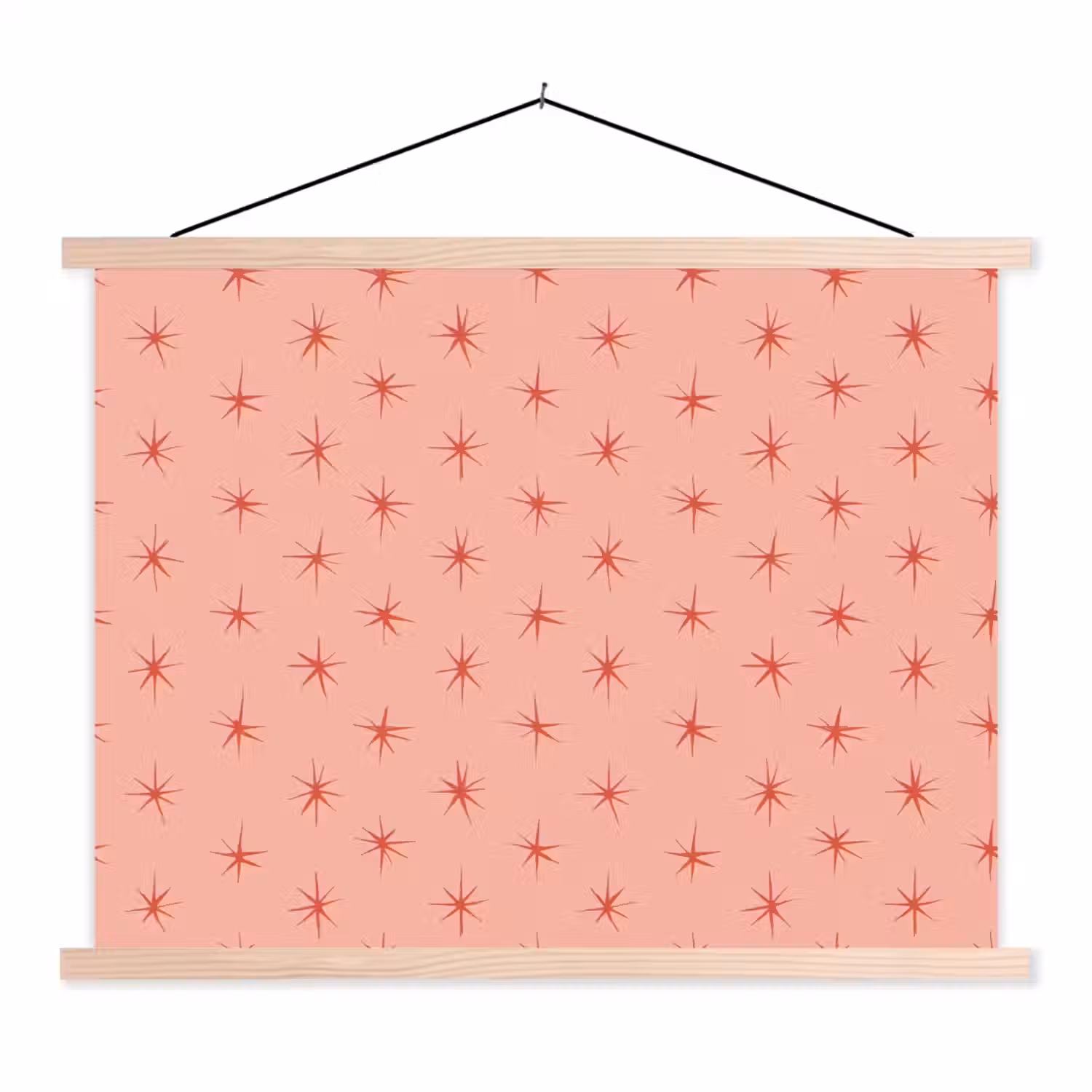 Sterretjes - Patroon - Oranje textielposter latten blank klein 122 -3d