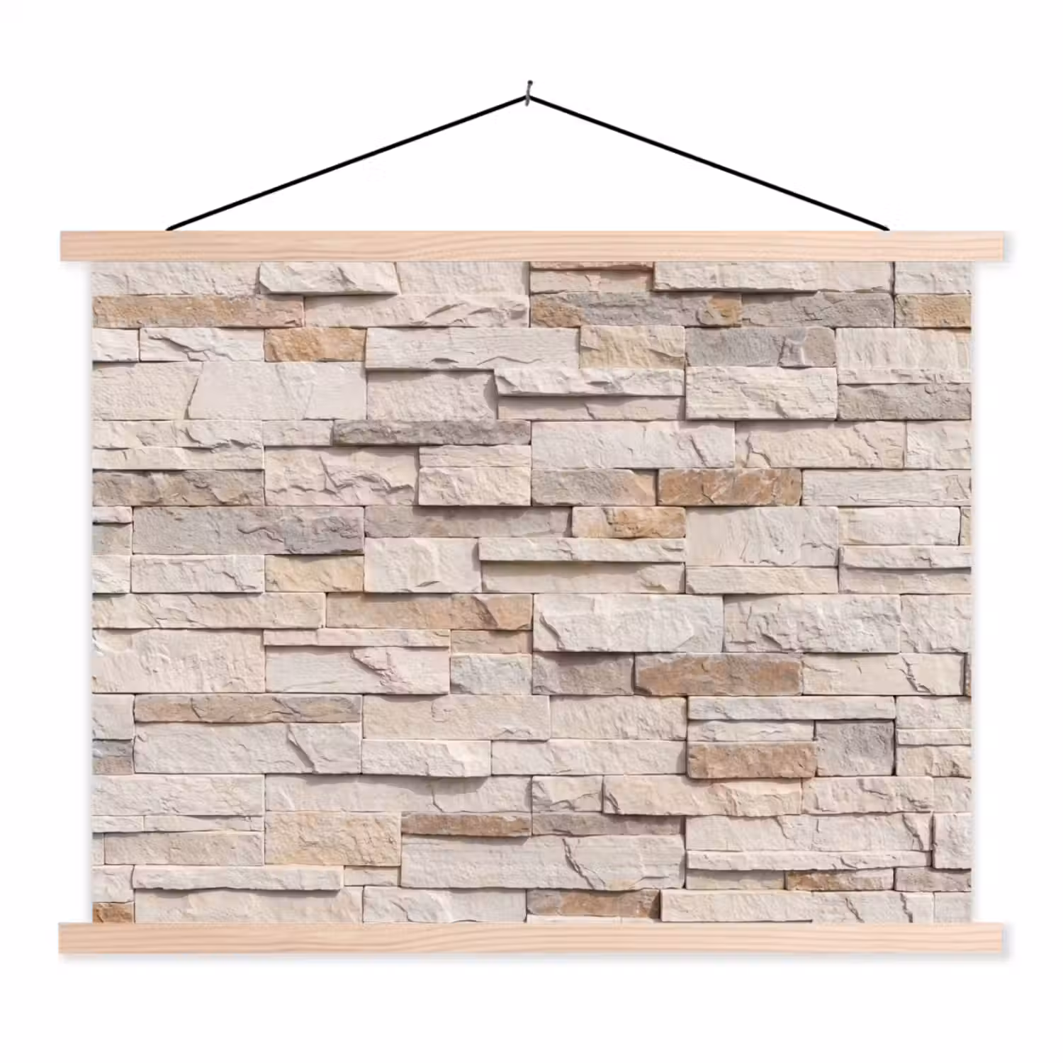 Steen - Muur - Textuur - Rustiek - Beige textielposter latten blank klein -3d