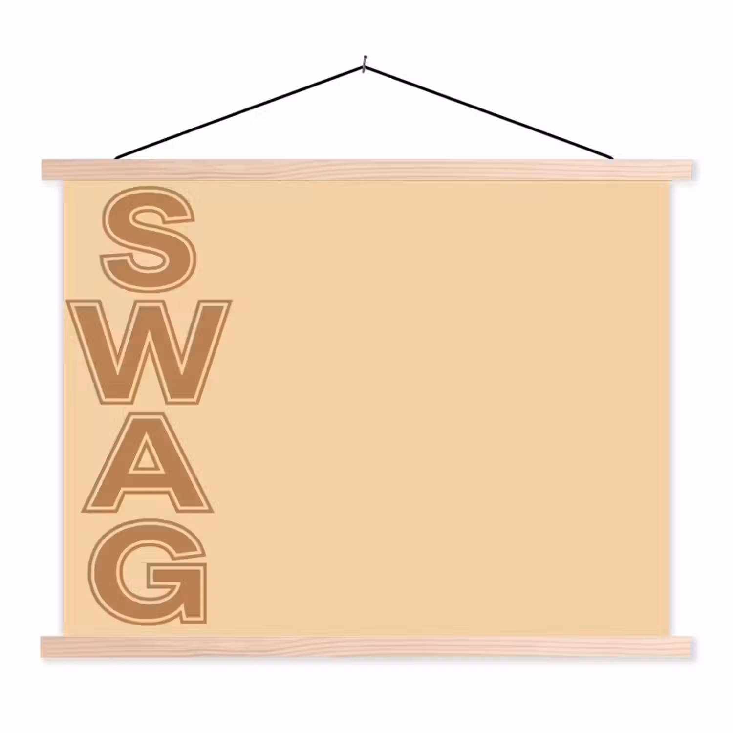 Swag - Bruin - Beige textielposter latten blank klein -3d