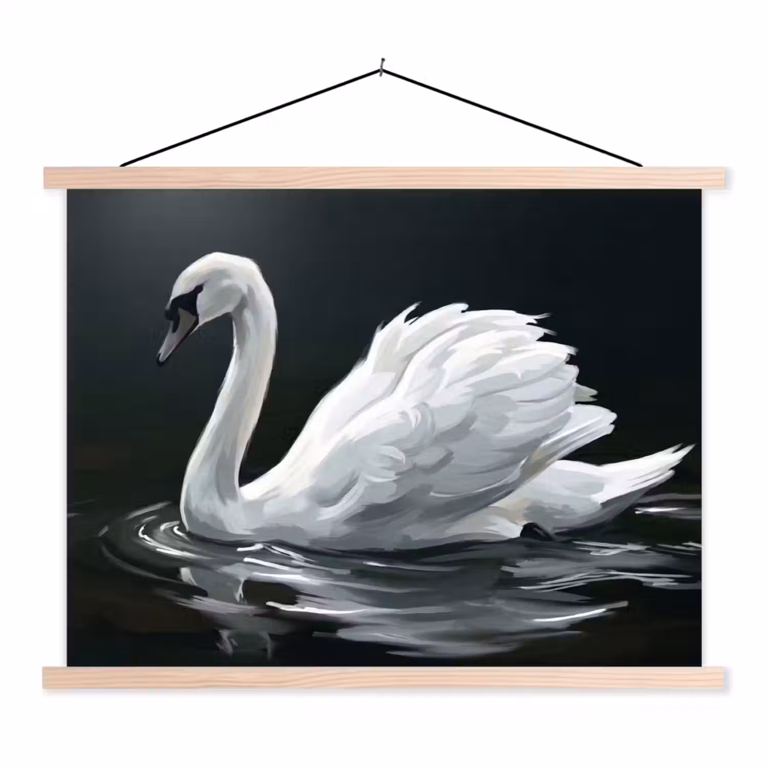 Zwaan - Water - Natuur - Realistisch - Wit textielposter latten blank klein -3d