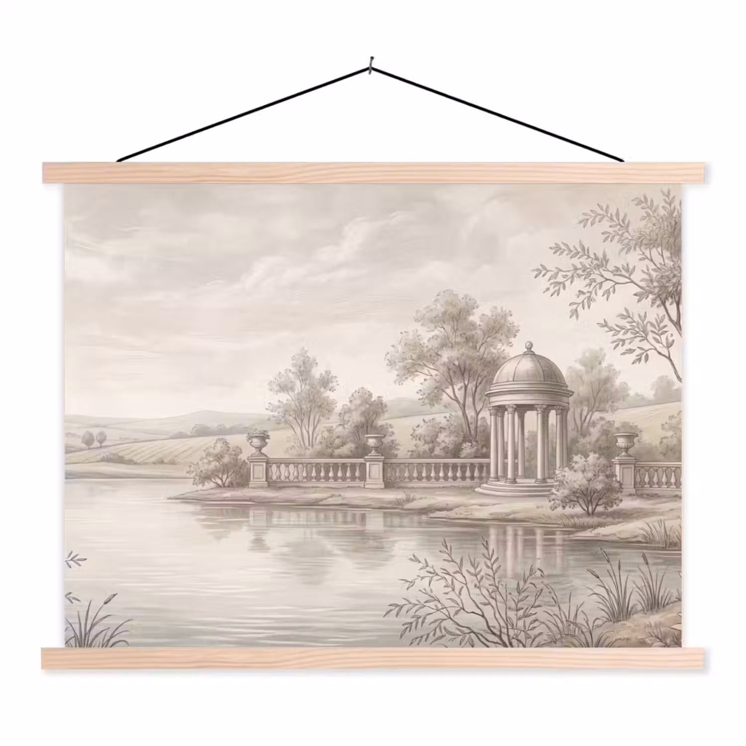 Terras - Water - Natuur - Landschap textielposter latten blank klein -3d