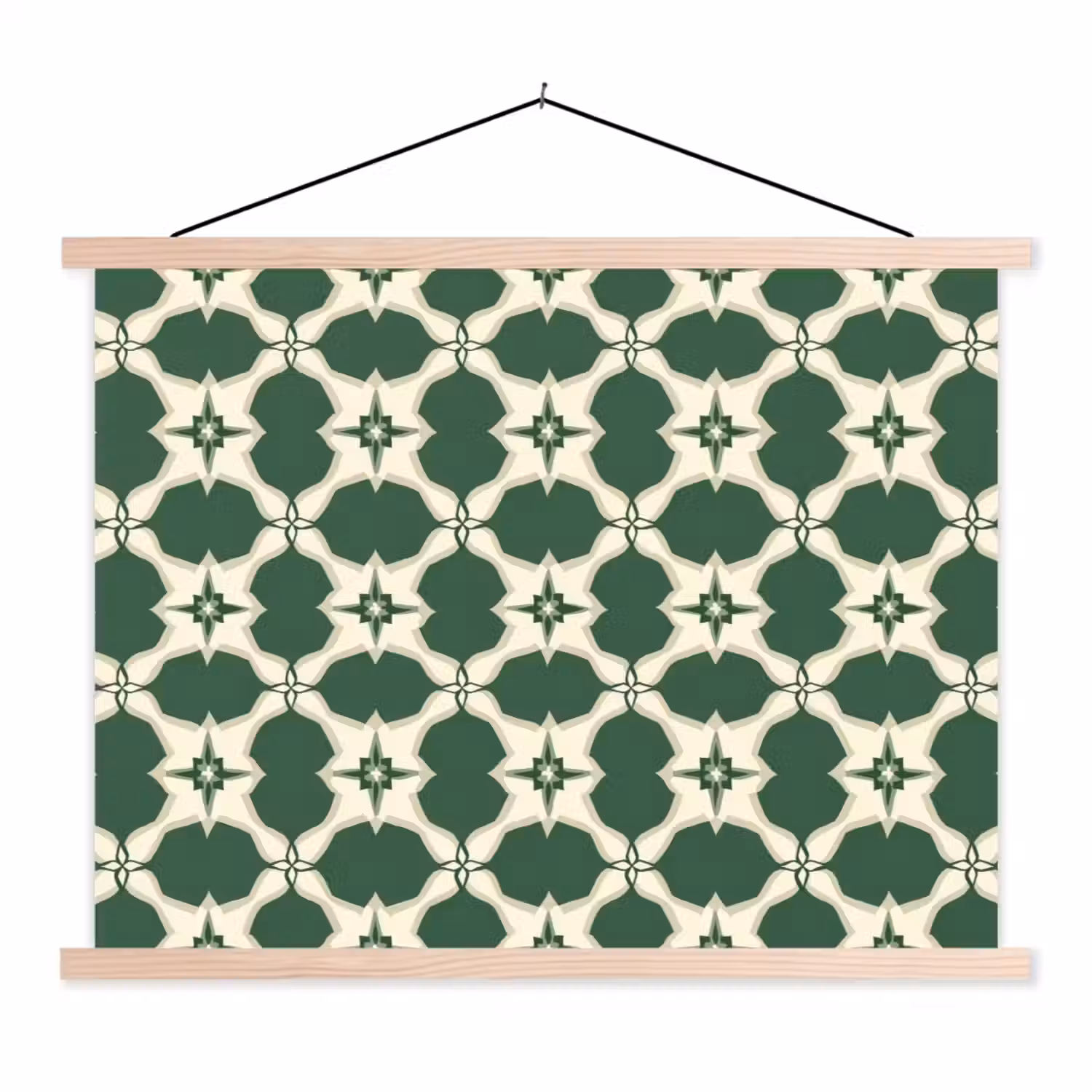 Tegel - Klassiek - Groen textielposter latten blank klein 122 -3d