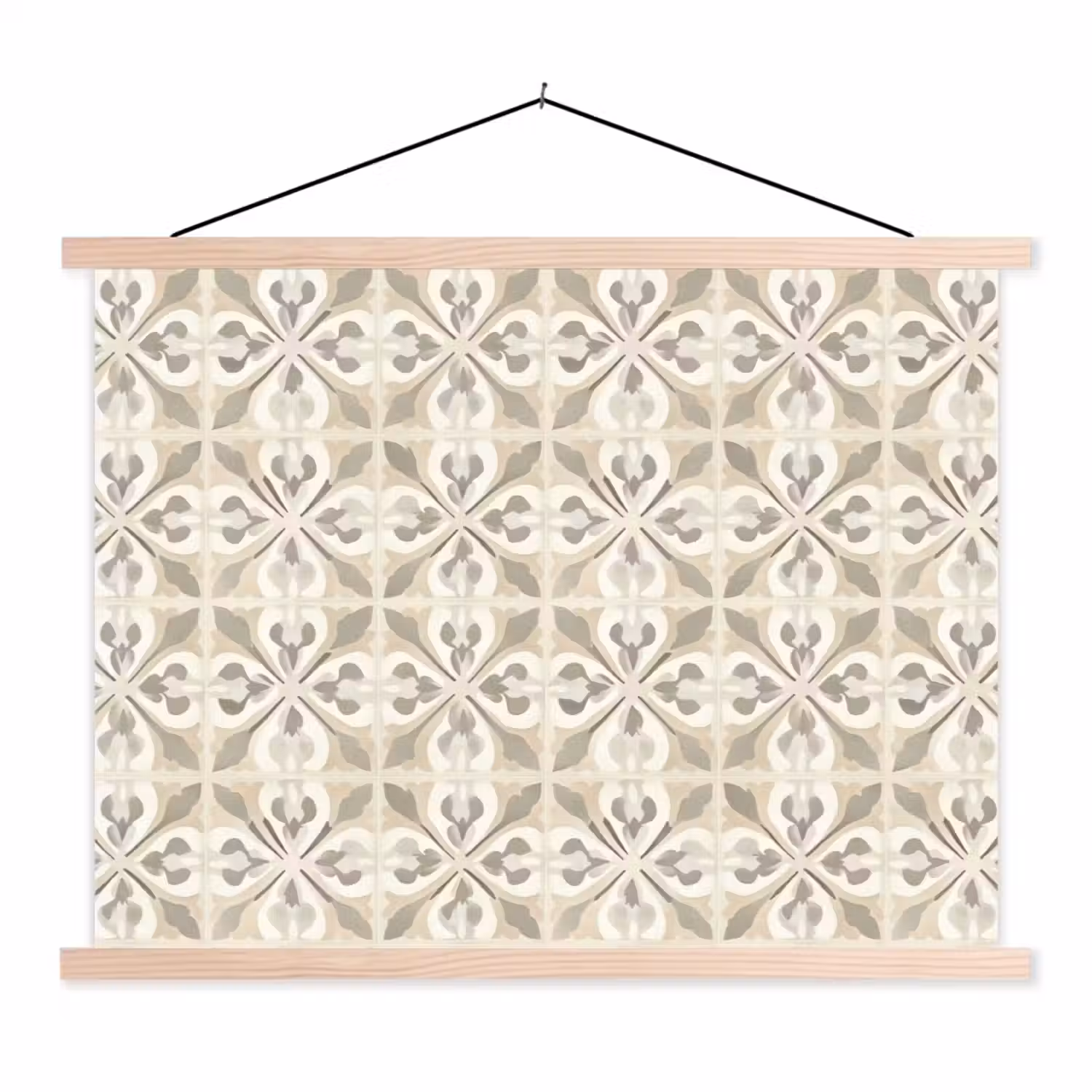 Tegel - Motief - Beige textielposter latten blank klein 122 -3d
