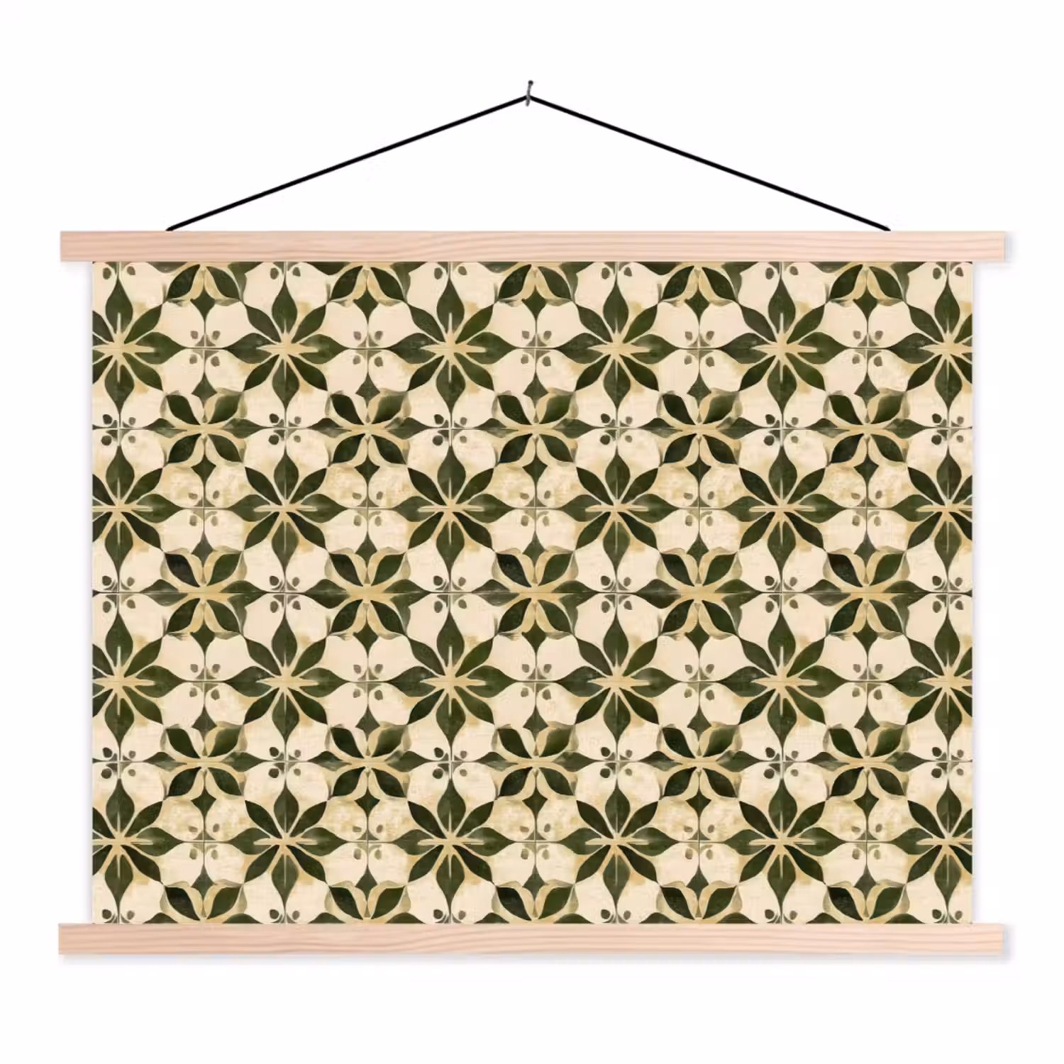 Tegel - Dessin - Groen textielposter latten blank klein 122 -3d
