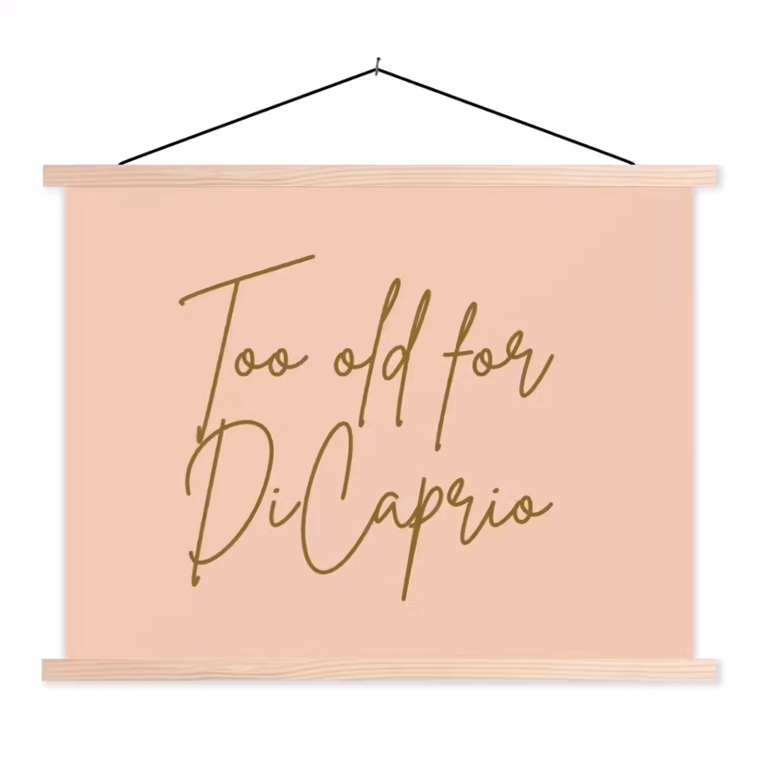 Too old for dicaprio - Roze - Groen textielposter latten blank klein -3d