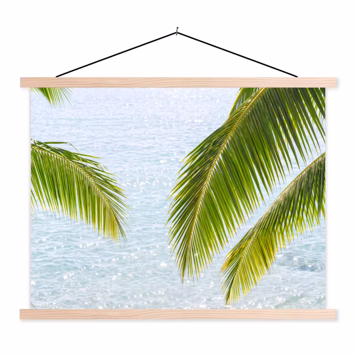Boom - Bladeren - Water - Tropisch - Groen textielposter latten blank klein -3d