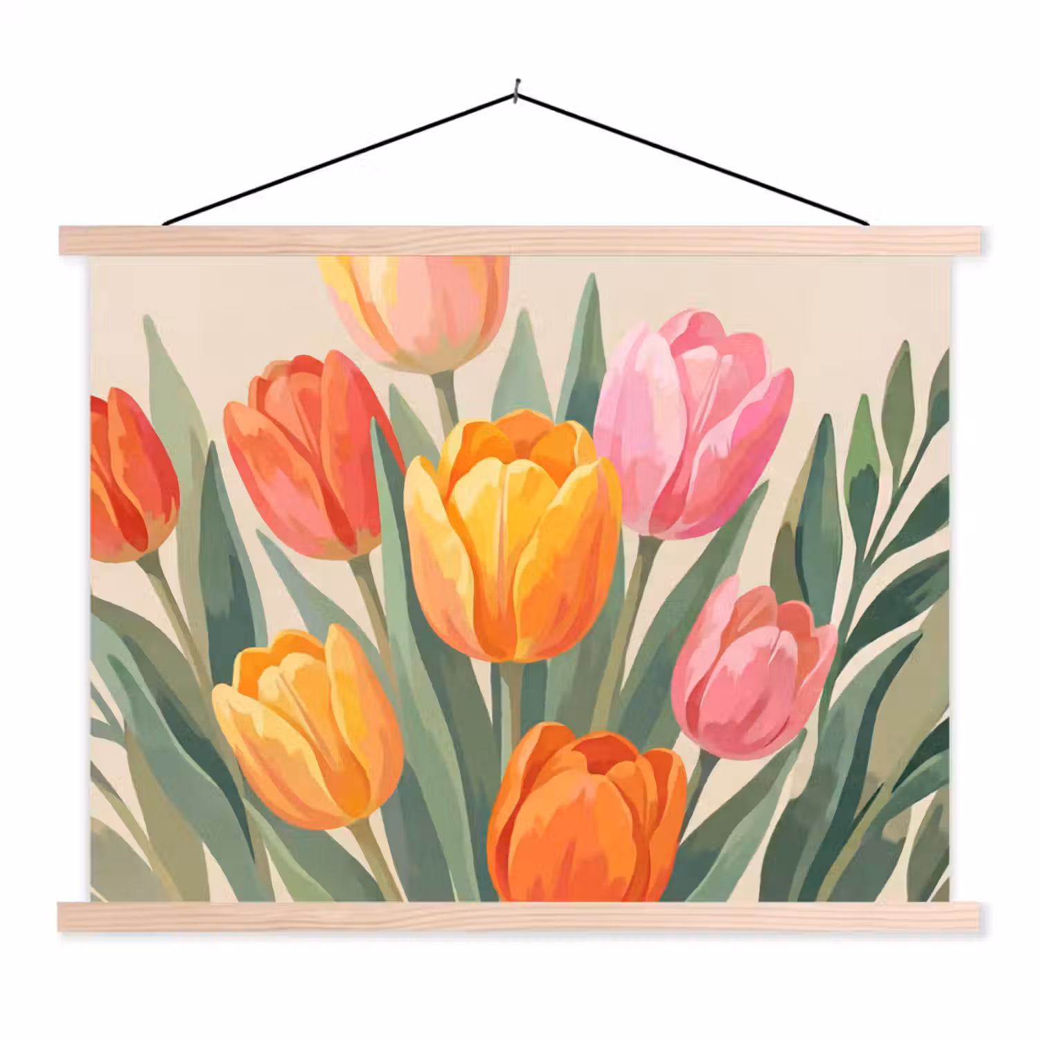 Tulpen - Abstract - Kleurrijk textielposter latten blank klein -3d